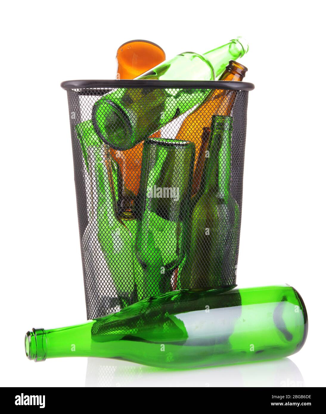 Glass bottles in recycling bin isolated on white Stock Photo Alamy