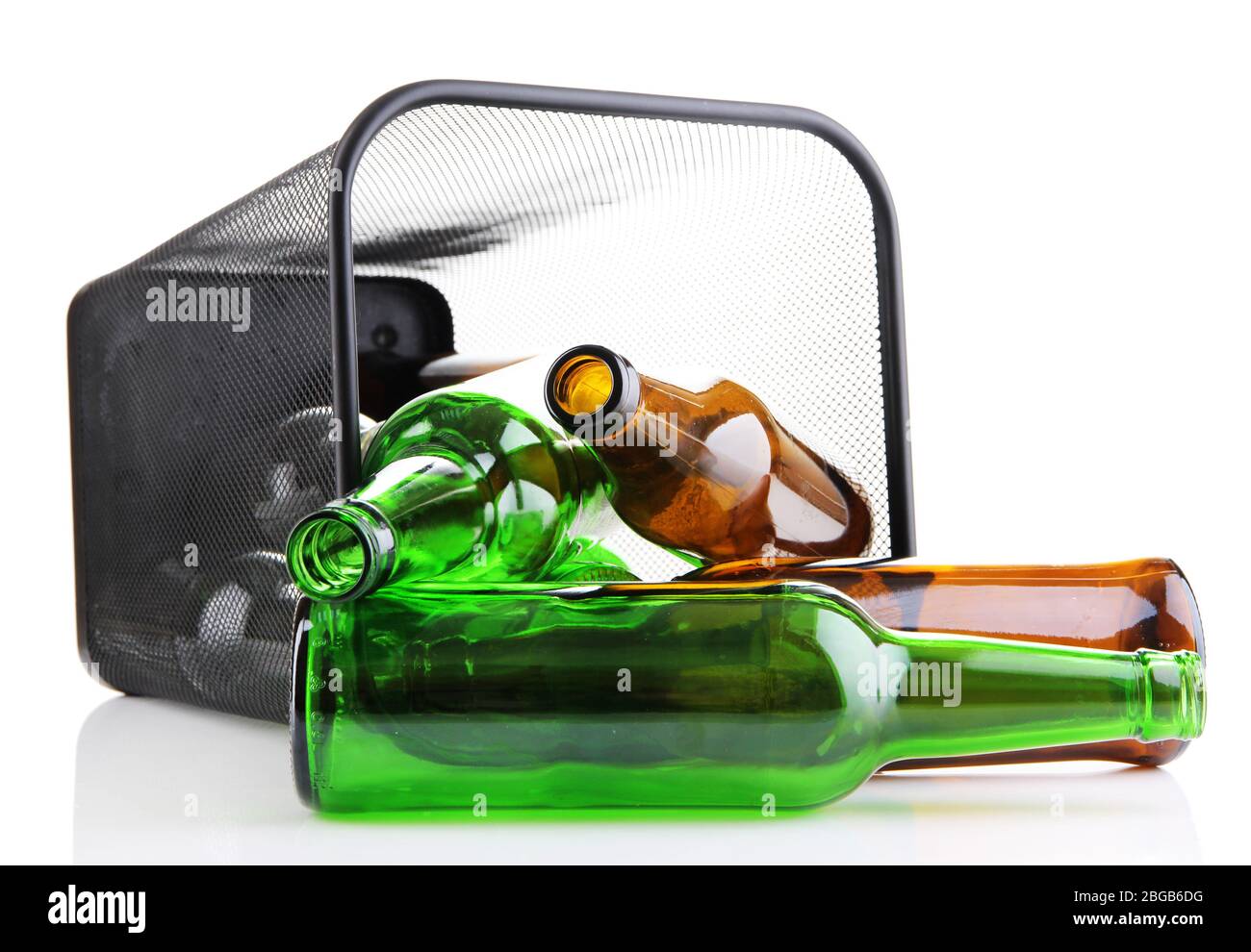 Glass bottles in recycling bin isolated on white Stock Photo Alamy