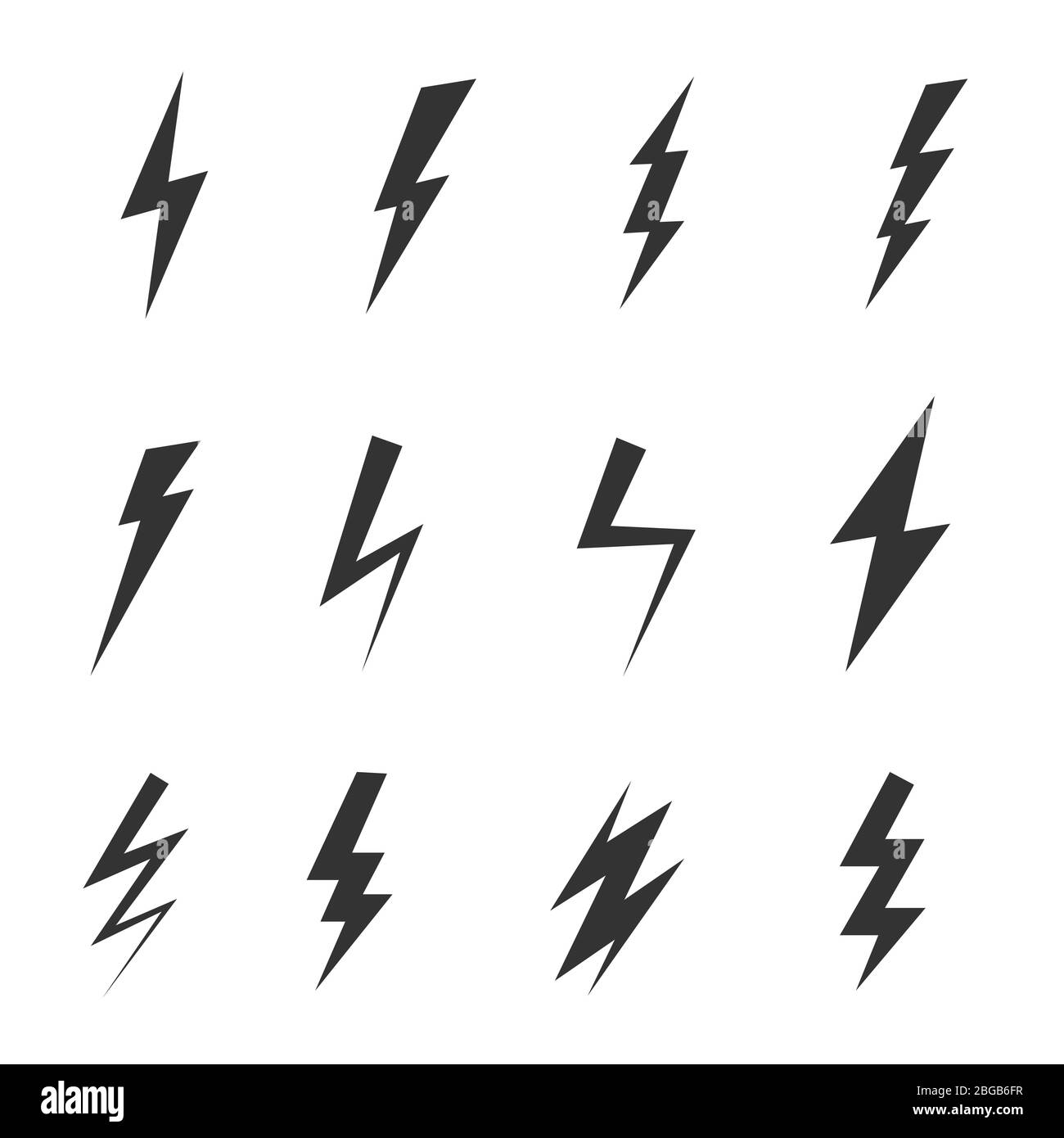 Lightning bolt icon set Stock Vector