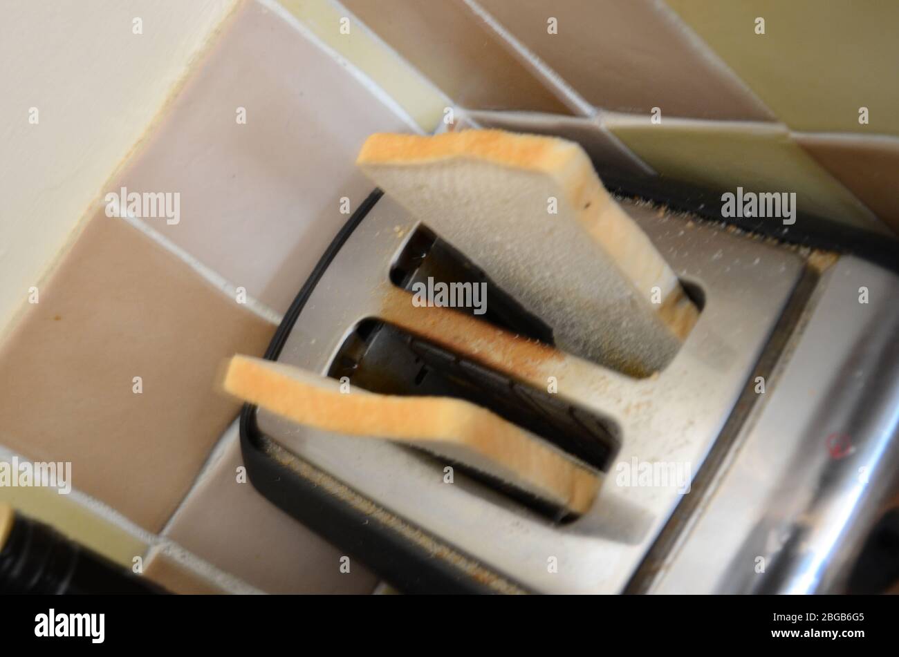 bread in the toaster Stock Photo Alamy