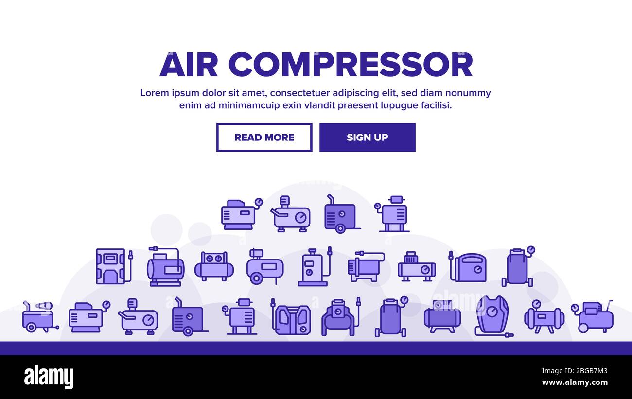 Air Compressor Device Landing Header Vector Stock Vector Image & Art