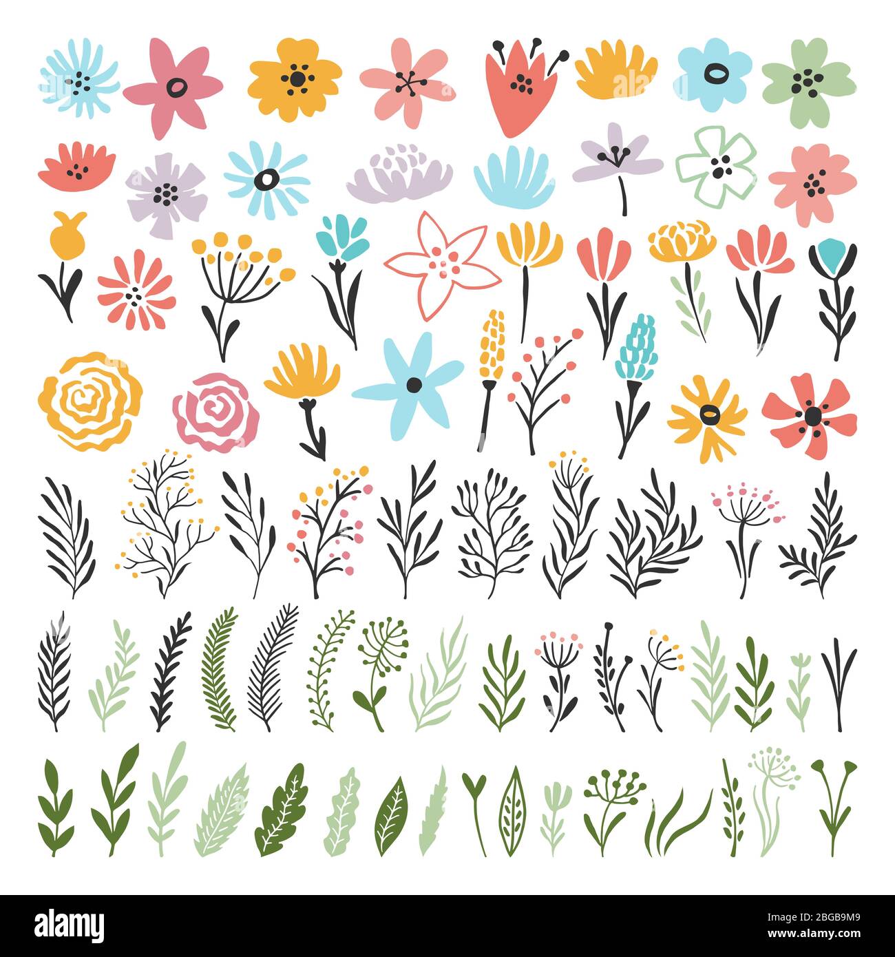 Different Florals Elements For Your Design Project. Vector Illustration 