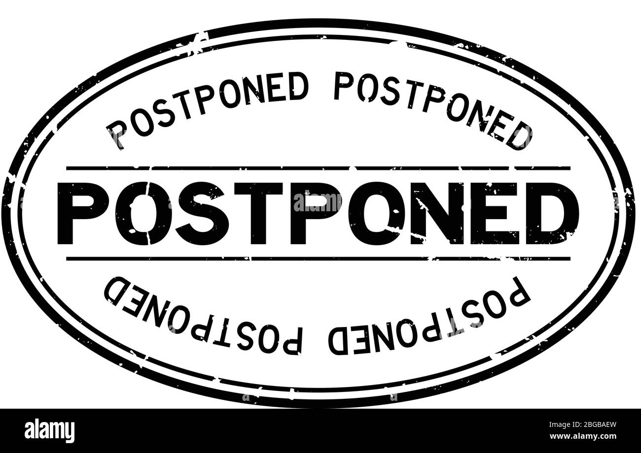 Grunge black postponed word oval rubber seal stamp on white background ...