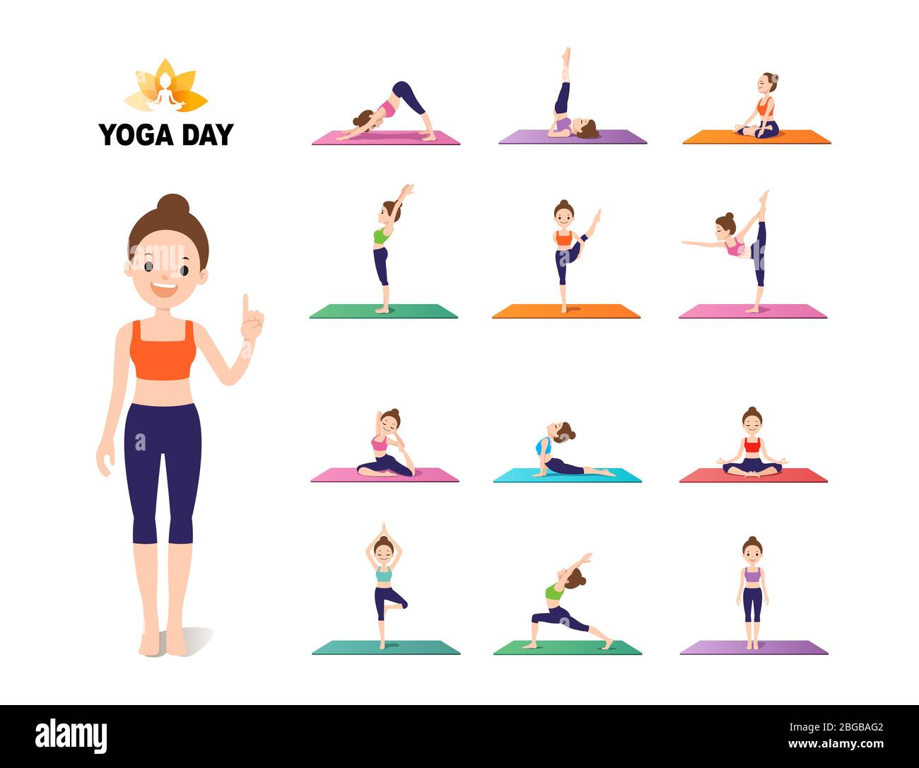 Background Isolate Yoga Asanas Girl Sports Stock Vector (Royalty Free)  1020975289 | Shutterstock