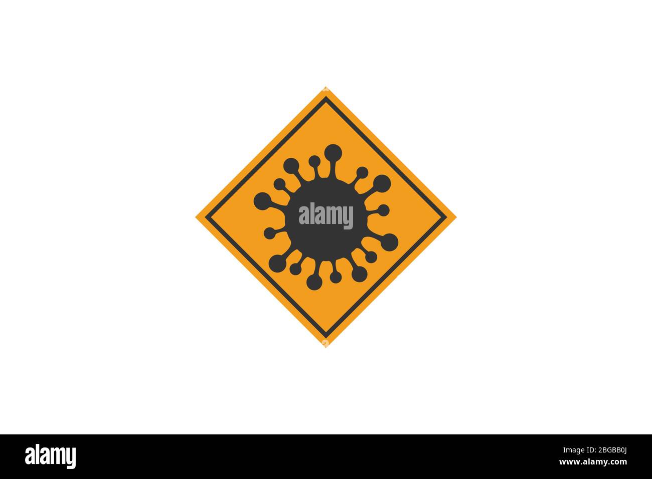 Coronavirus sign. Corona virus Bacteria Cell Icon, 2019-nCoV in caution traffic signs. Warning symbol of COVID-19, Novel coronavirus. Vector icon. Stock Vector