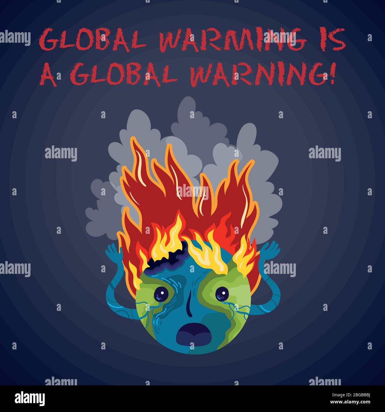 Global warming is a global warning. Ecological vector poster. Stock Vector