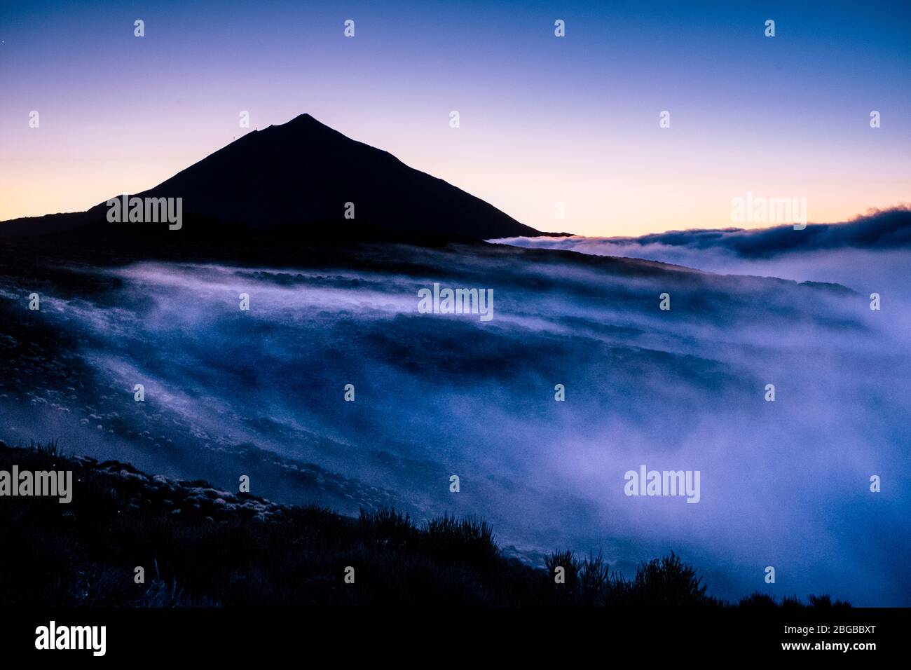 Beautiful misty mountains outdoor natural landscape with high top peak