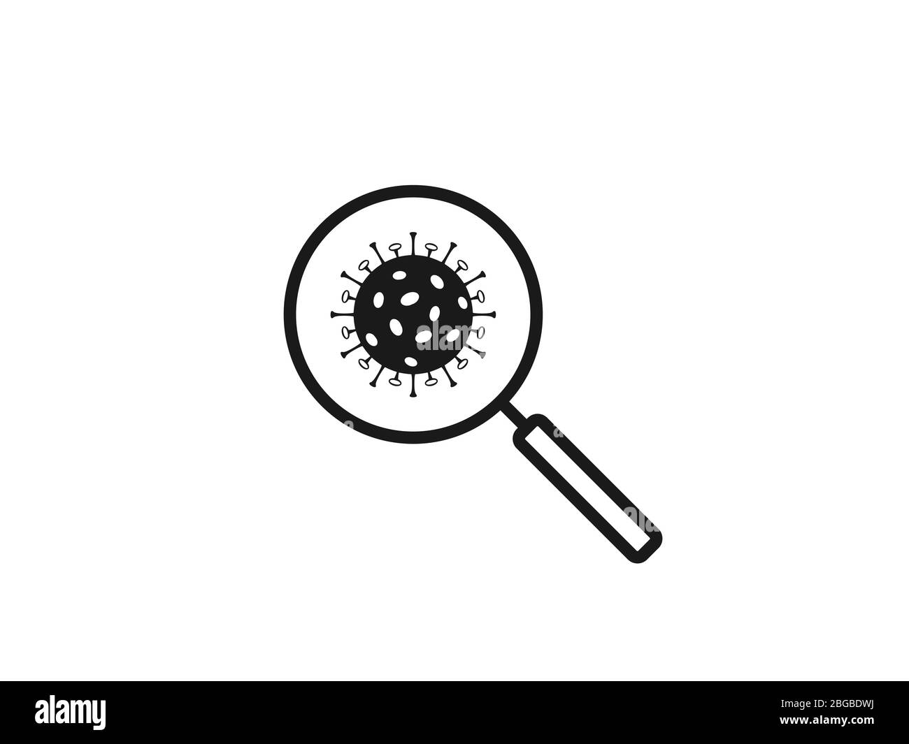Virus, magnifier icon. Vector illustration, flat design. Stock Vector