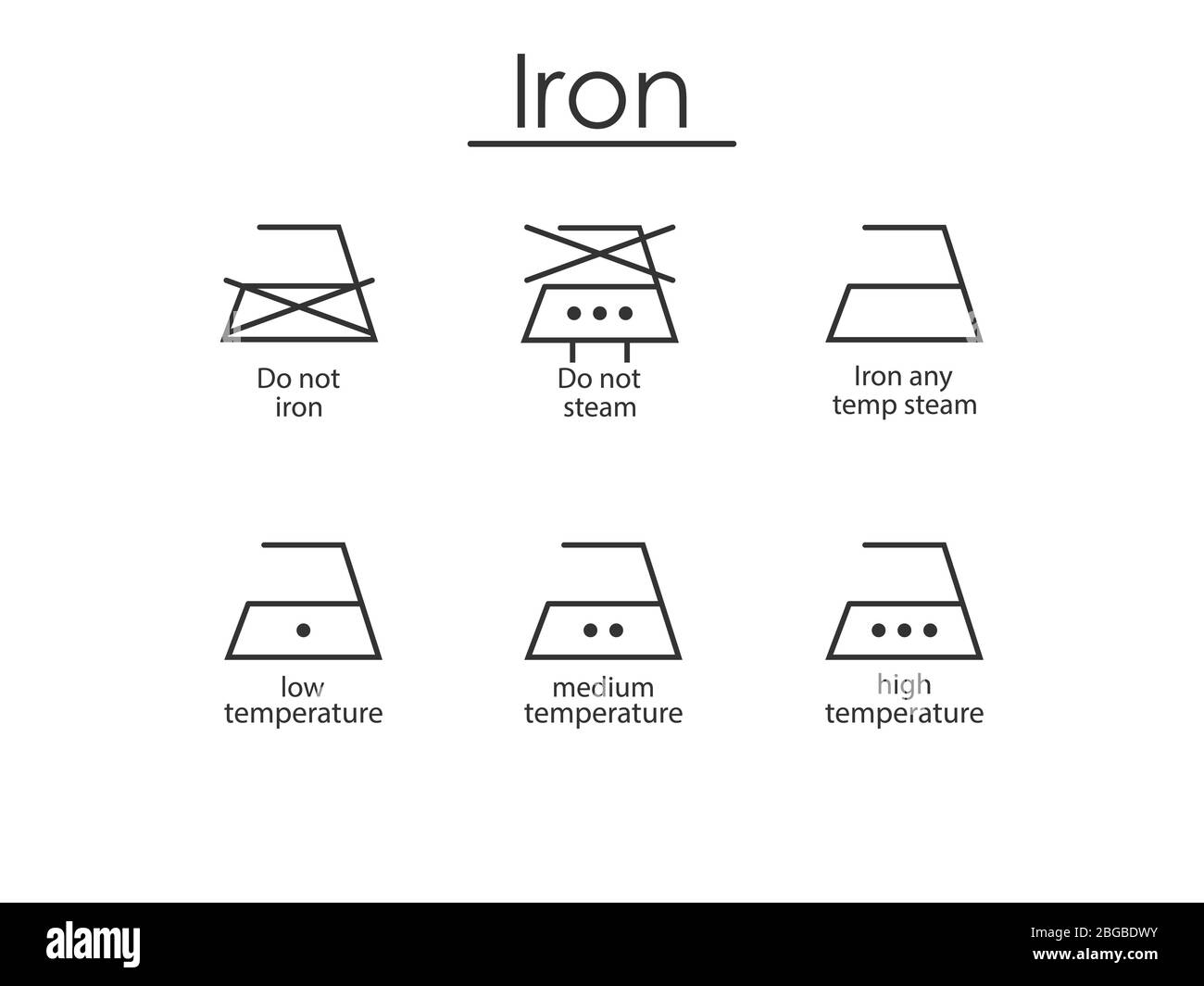 Laundry symbols, ironing icons. Vector illustration, flat design Stock