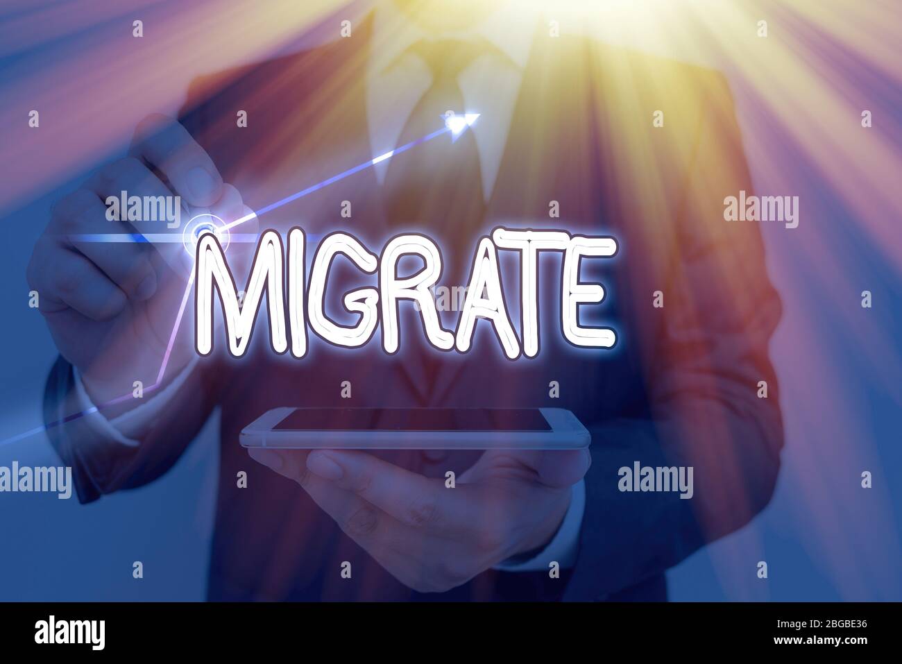Conceptual hand writing showing Migrate. Concept meaning to move or ...