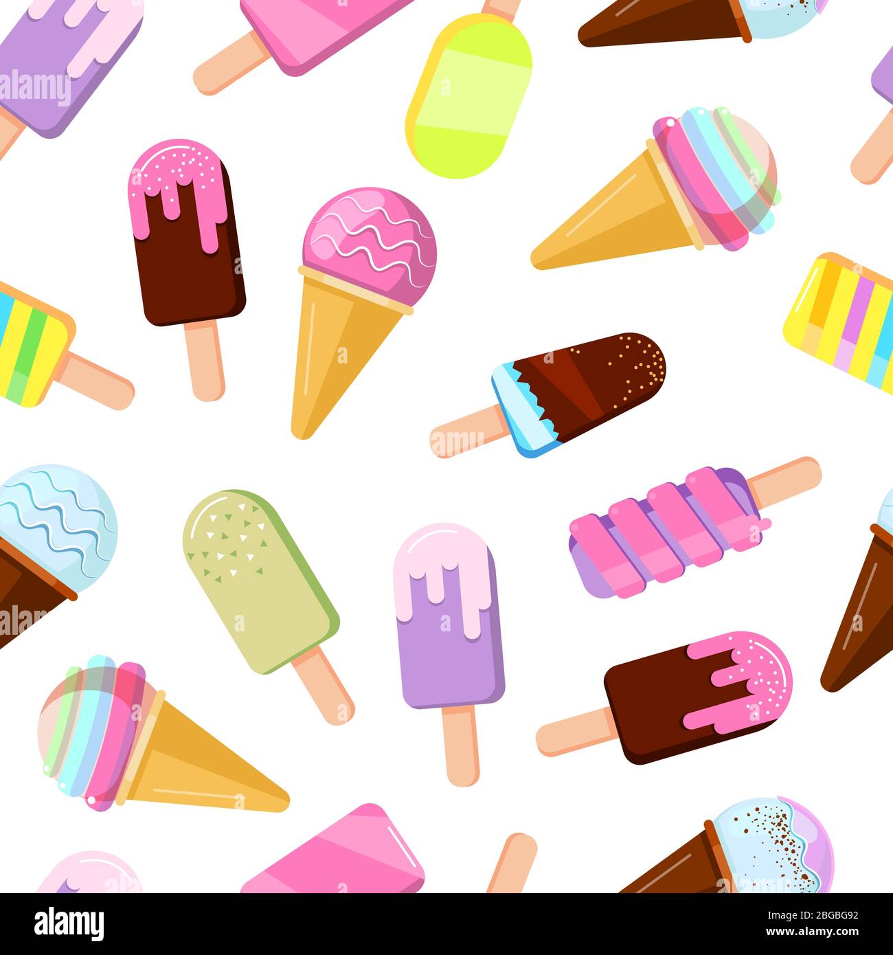 Different ice creams illustrations. Vector seamless pattern Stock ...