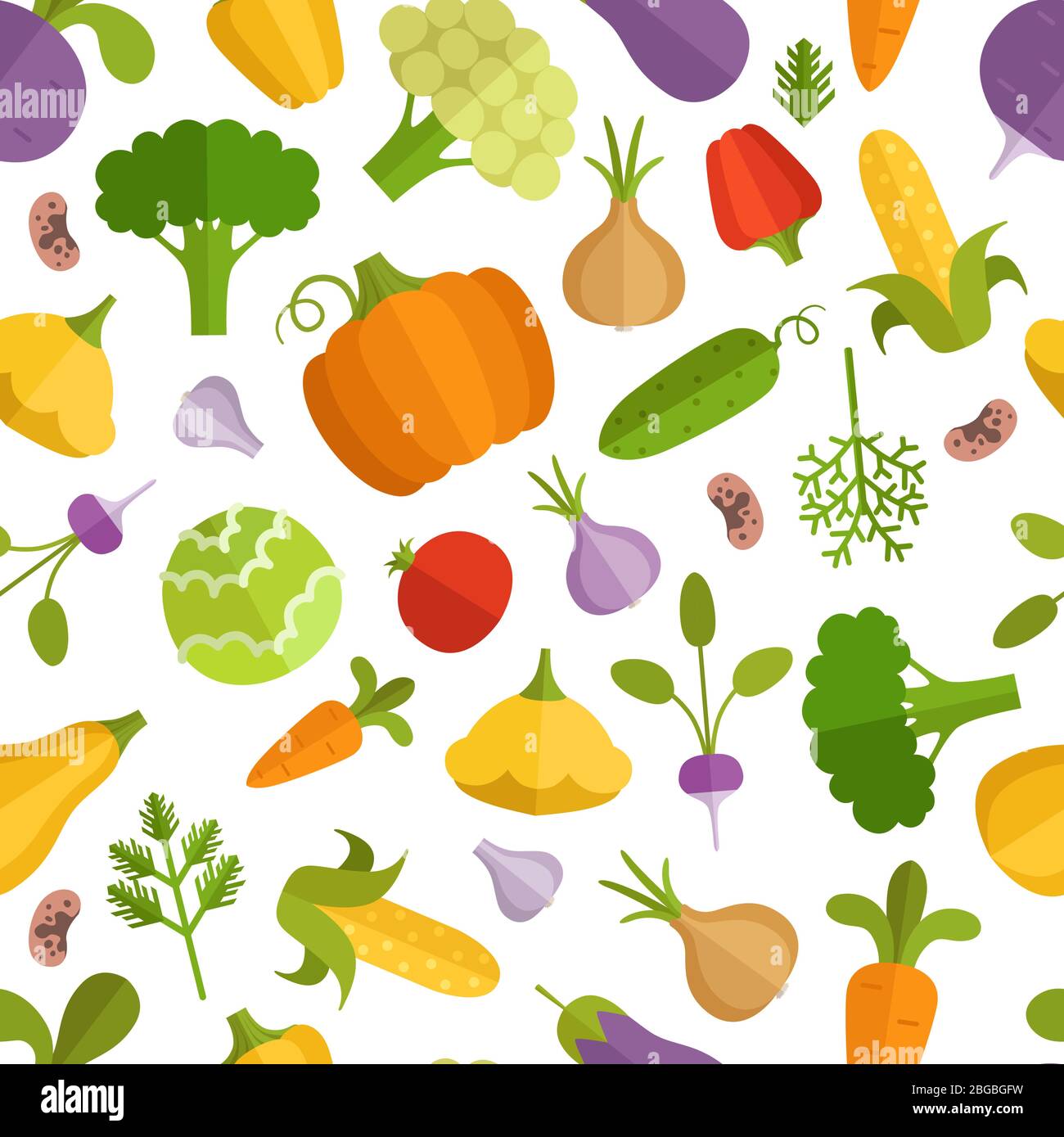 Vegetables cartoon illustration. Vector seamless pattern Stock Vector