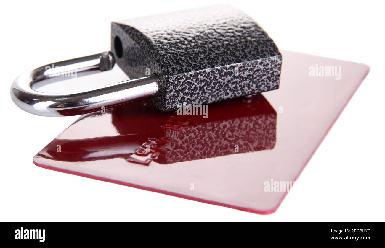 Credit card and lock isolated on white Stock Photo - Alamy