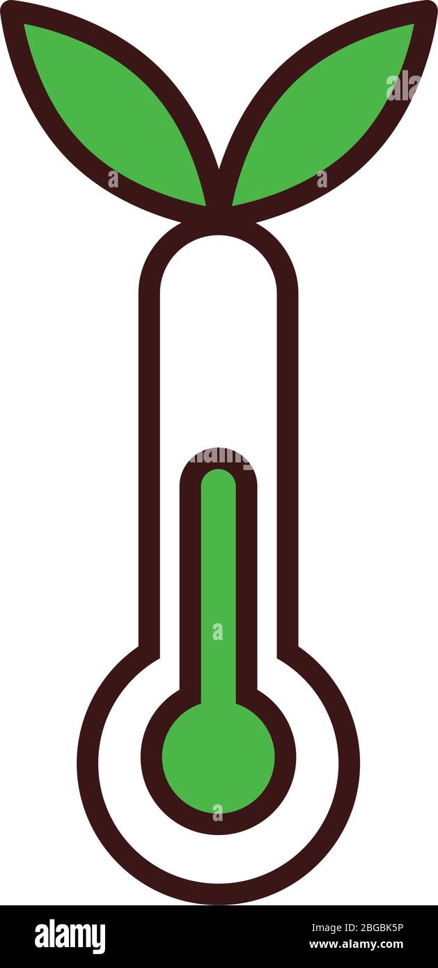 thermometer temperature measure with leafs line and fill style Stock ...