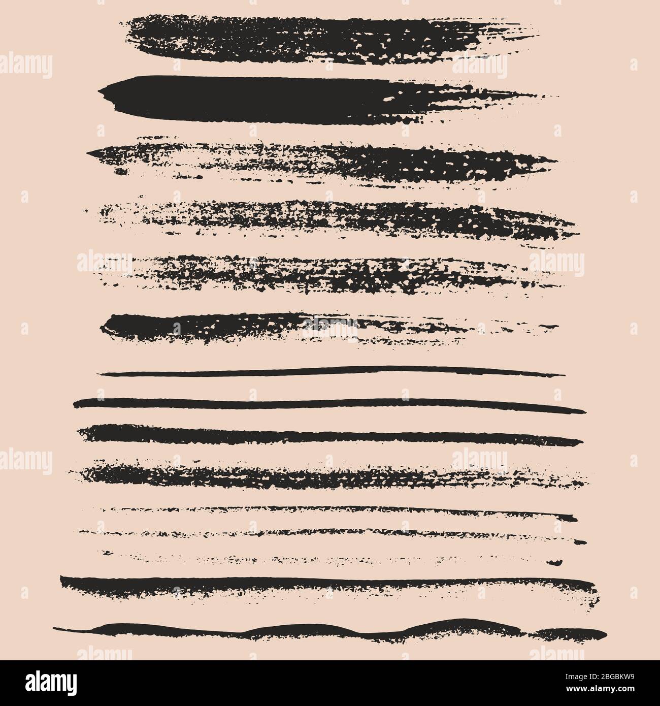 Grunge brush stroke texture in abstract style. Vector isolated paintbrush set. Stock Vector