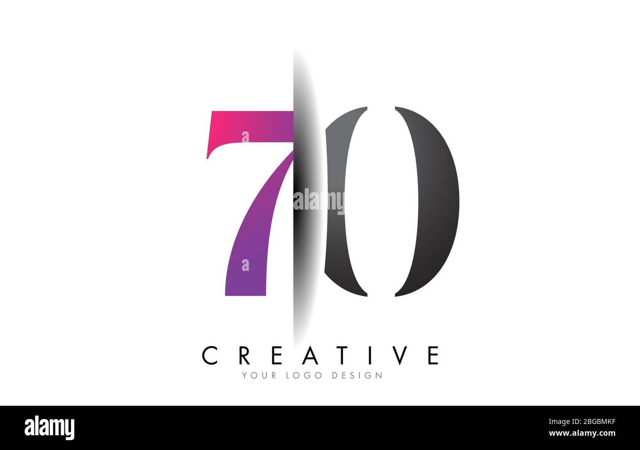 70 7 0 Grey and Pink Number Logo with Creative Shadow Cut Vector ...