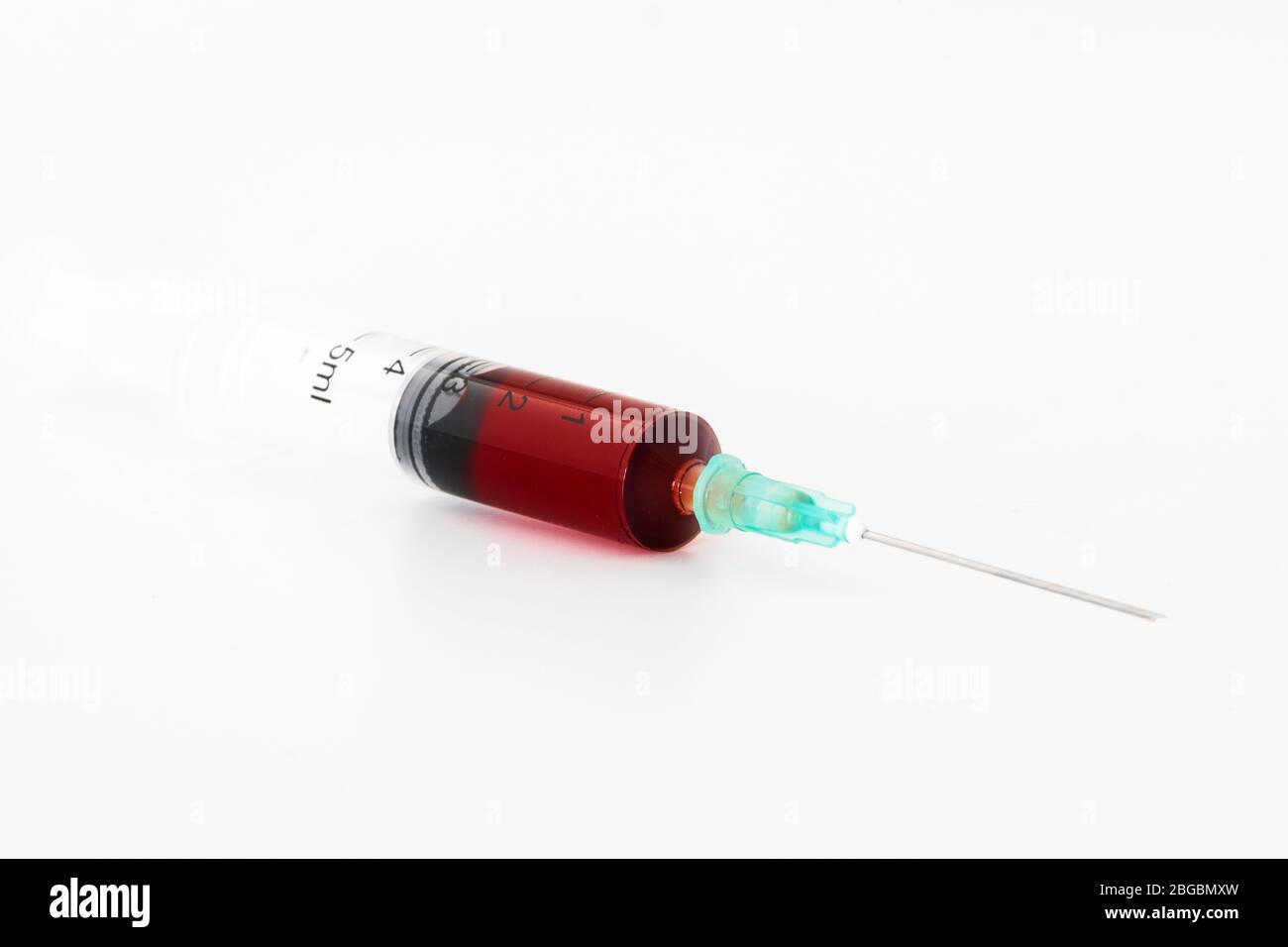 Blood test syringe isolated on white Stock Photo Alamy