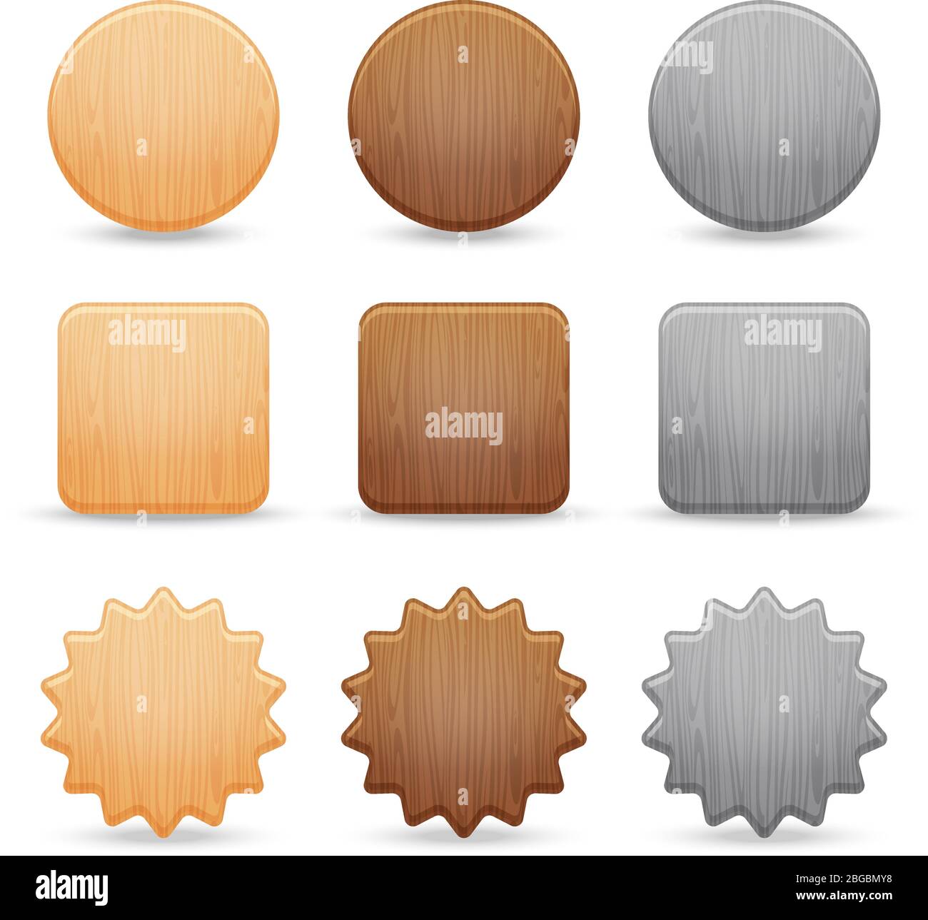 Set of wooden buttons Stock Vector