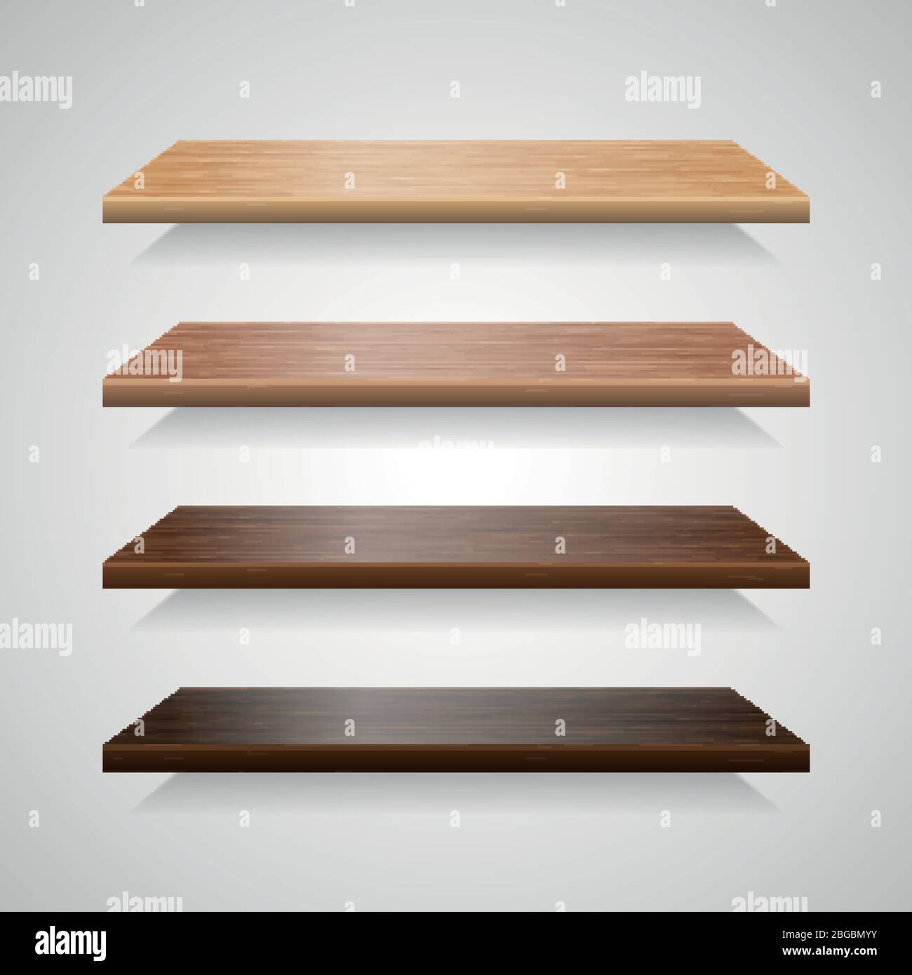 Set of wood shelves with shadows Stock Vector