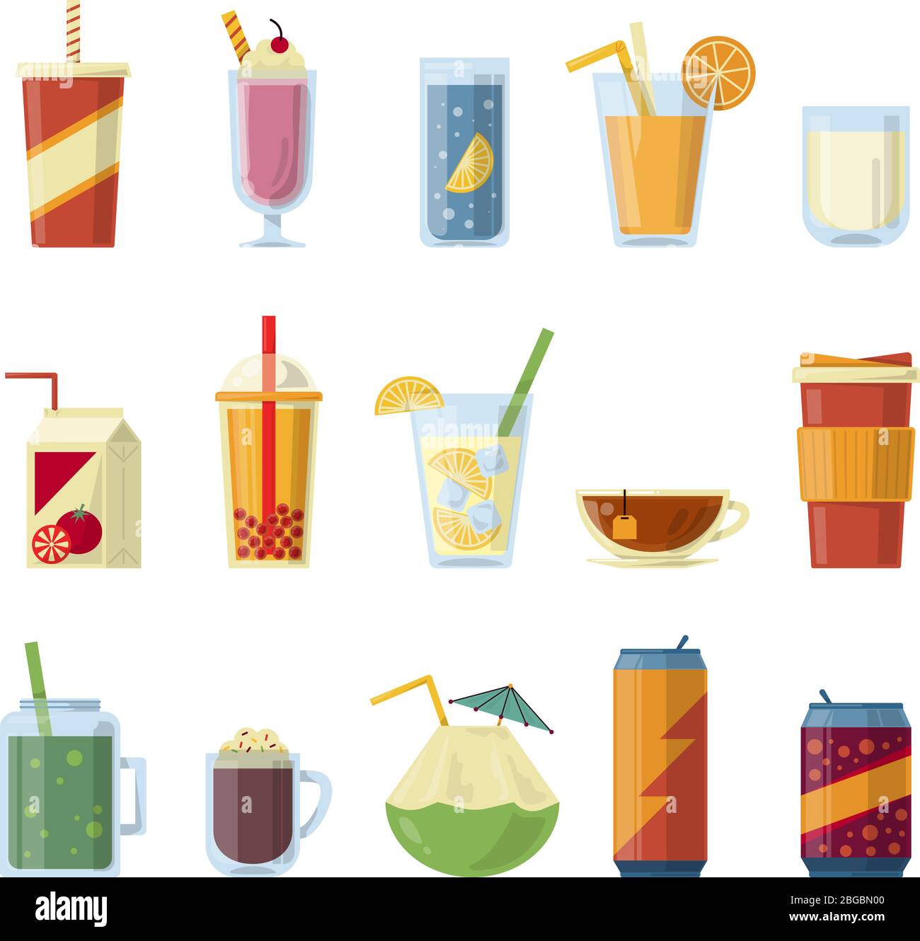 Illustration with non alcoholic drinks. Vector pictures in cartoon style  Stock Vector Image & Art - Alamy