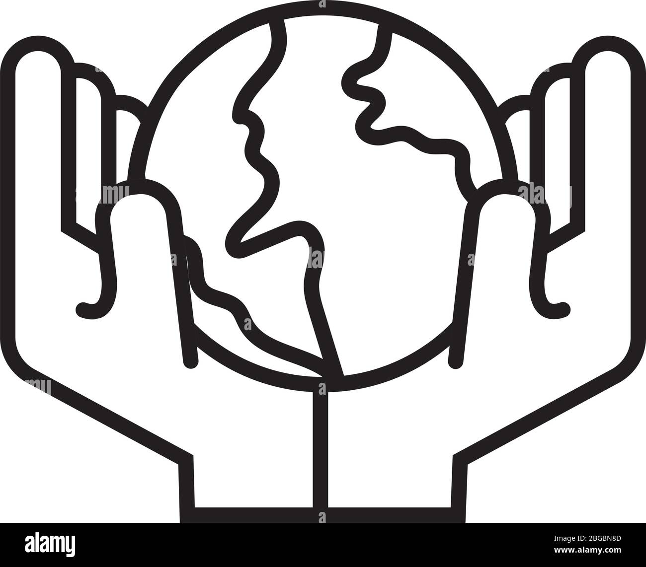 hands lifting world planet earth line style Stock Vector Image & Art ...