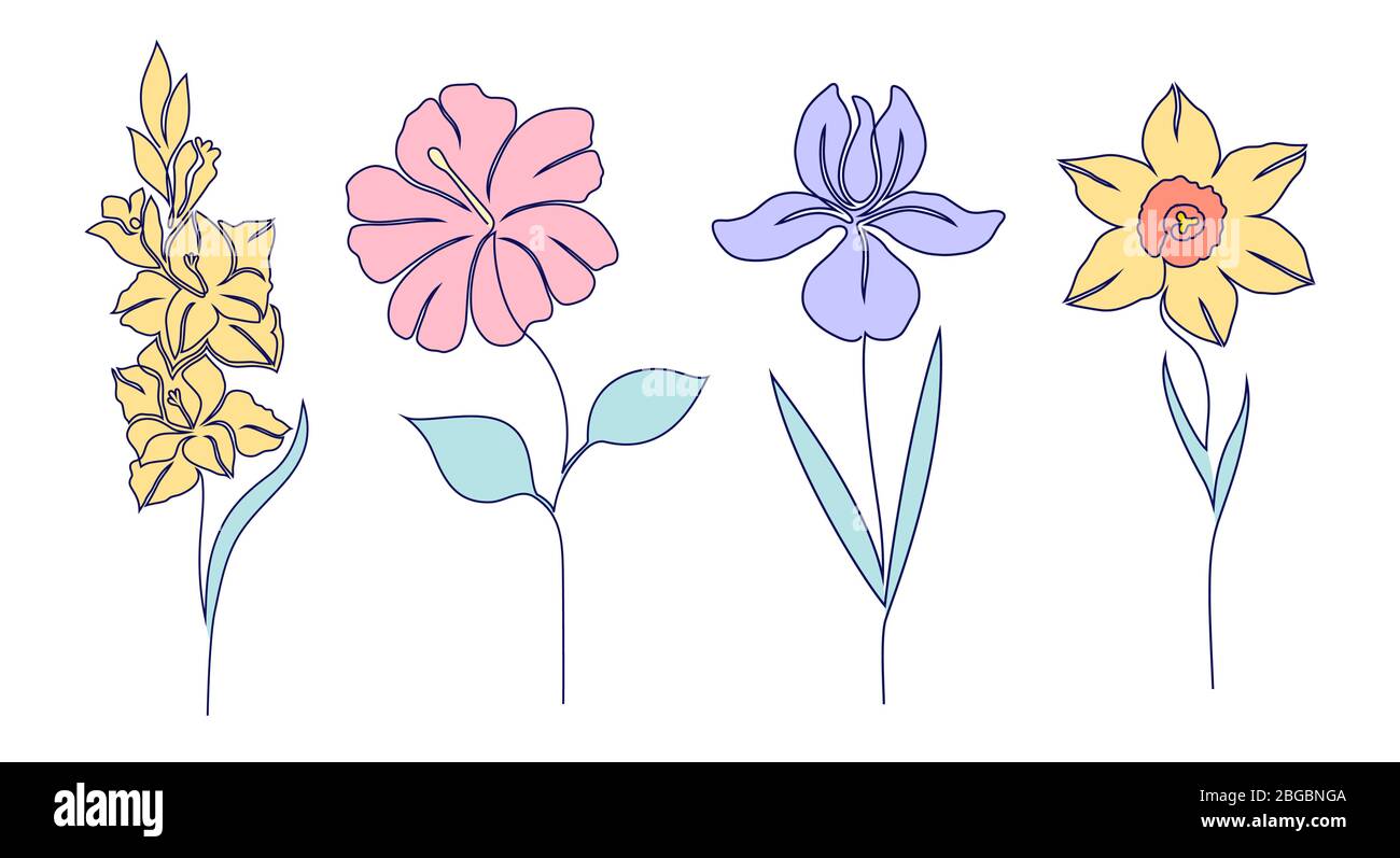 Set of flowers Stock Vector Image & Art - Alamy