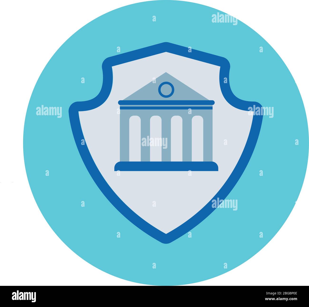 shield with bank building block style icon Stock Vector Image & Art - Alamy