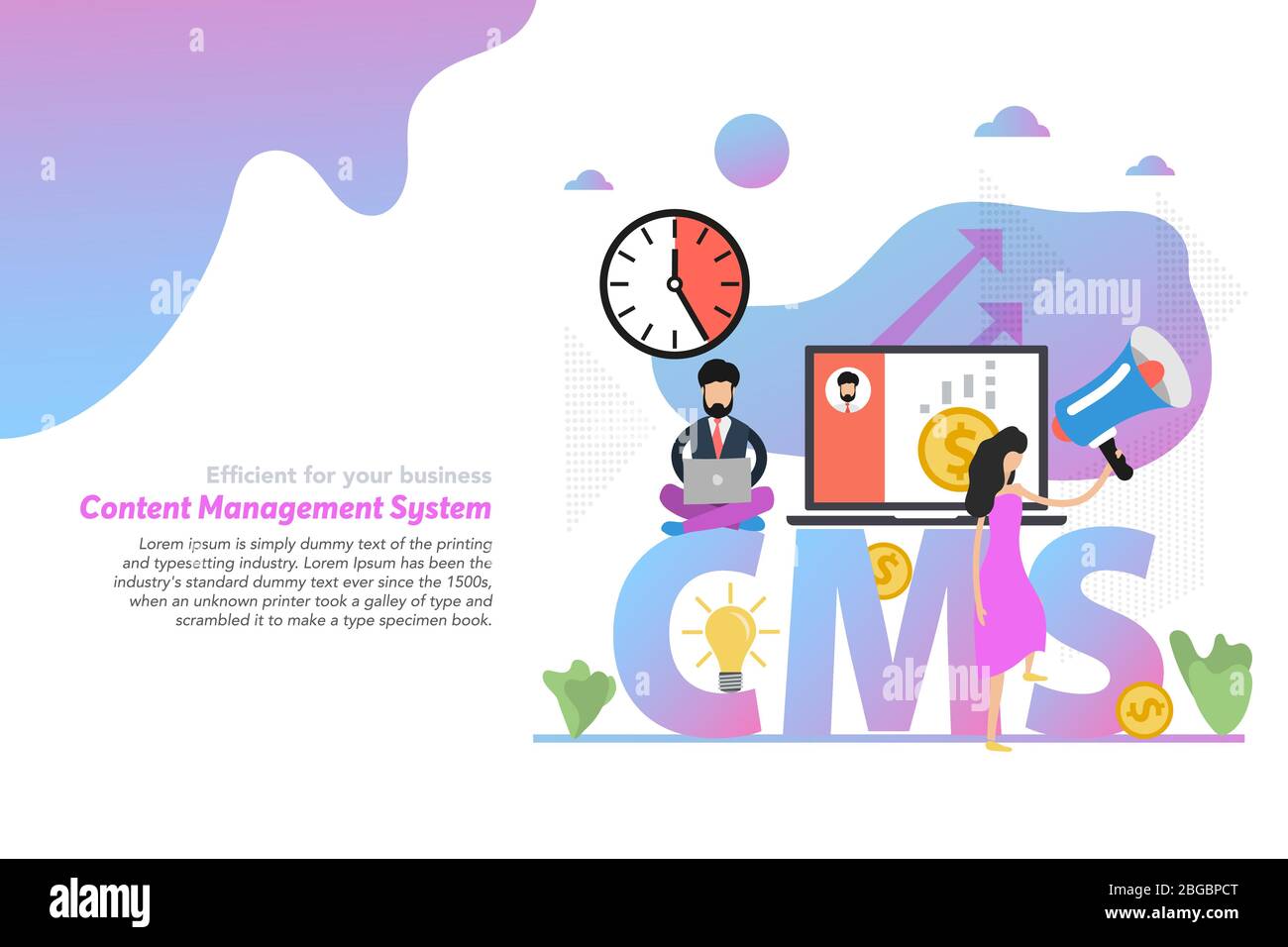 Web header template concept of content management system Stock Vector