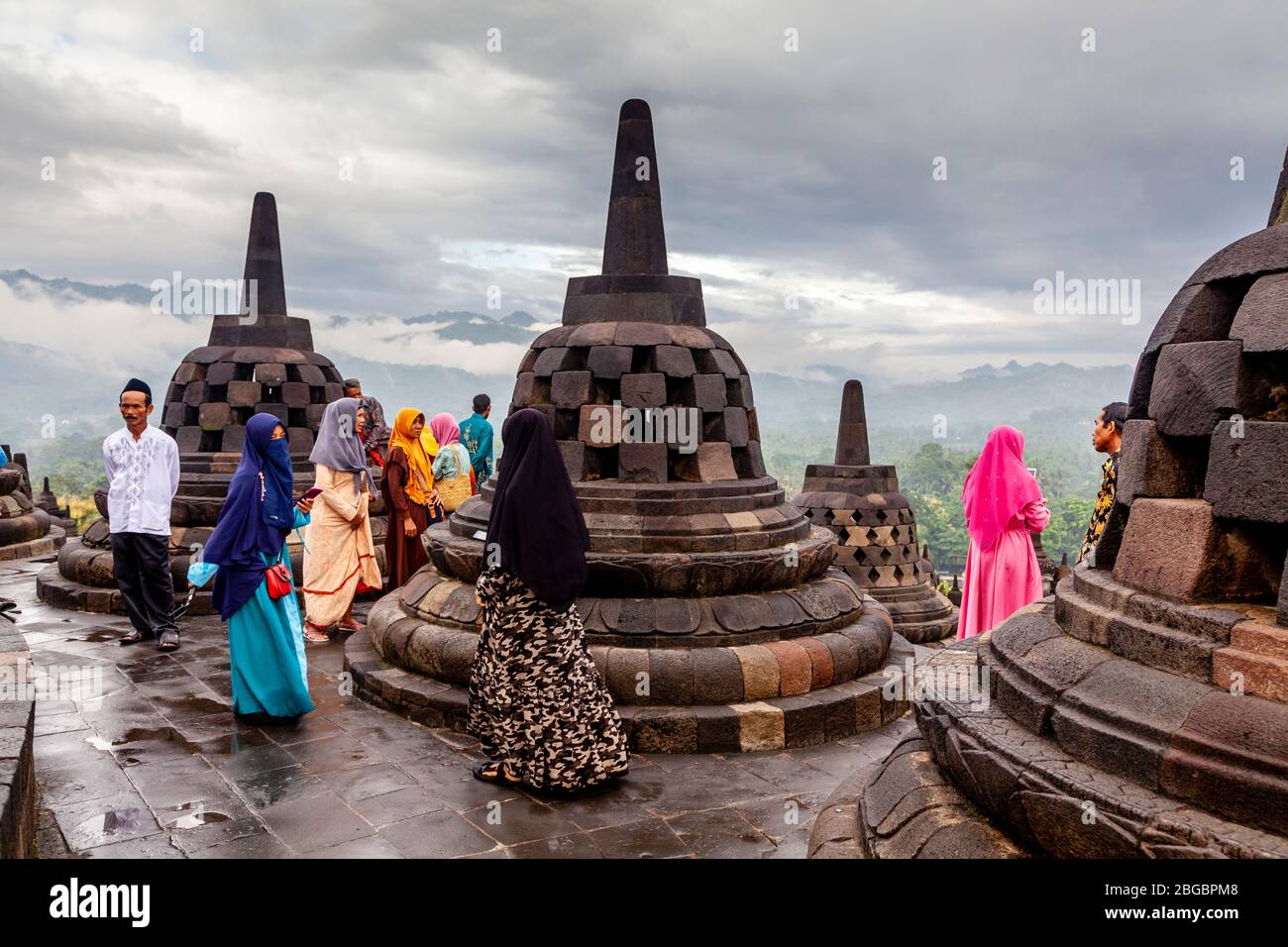 Indonesian Domestic Visitors At Borobudur Temple, Yogyakarta, Central ...