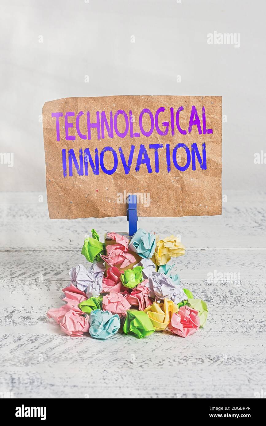 Text sign showing Technological Innovation. Business photo text New ...