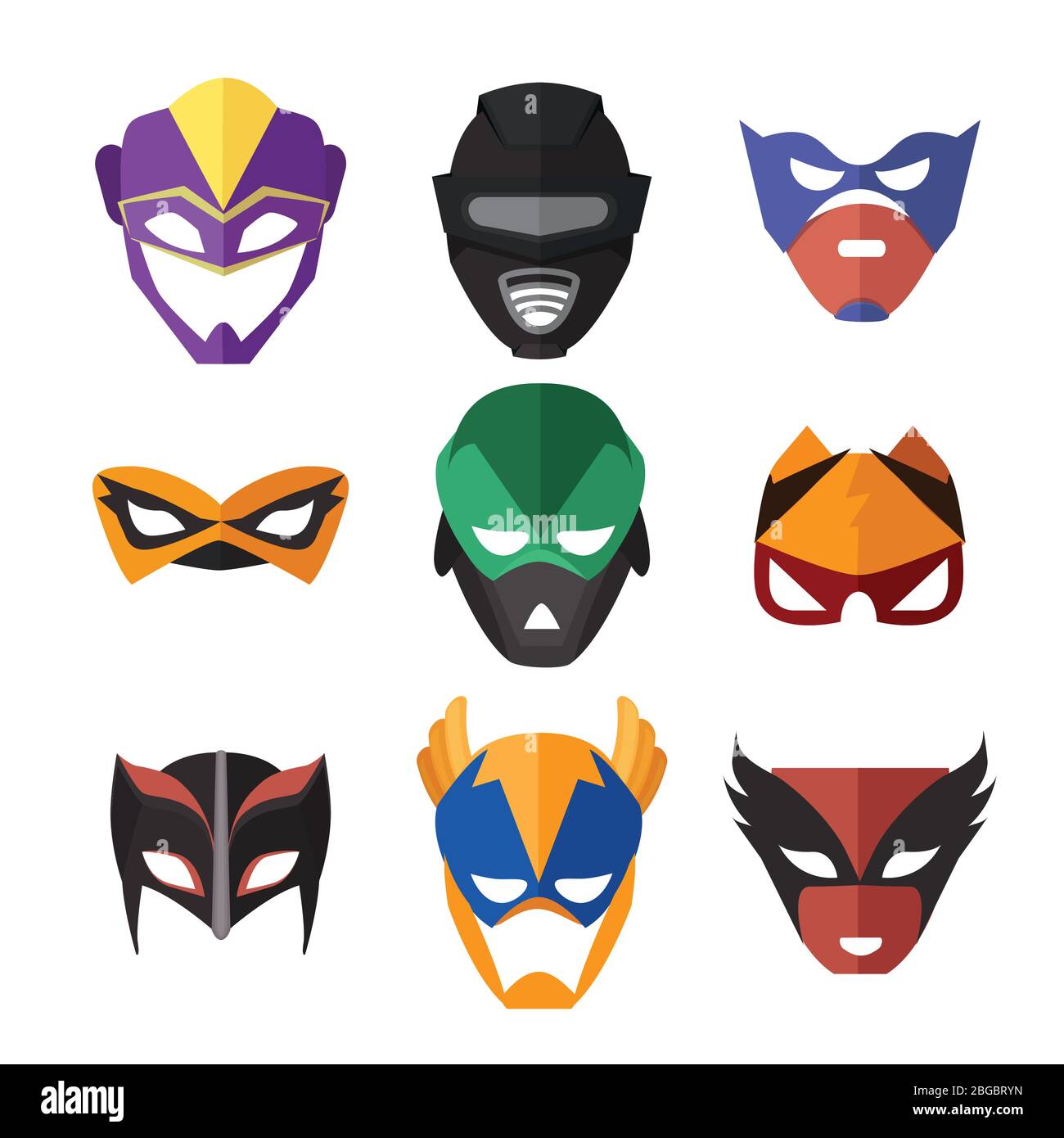 Vector illustrations of superheroes masks Stock Vector