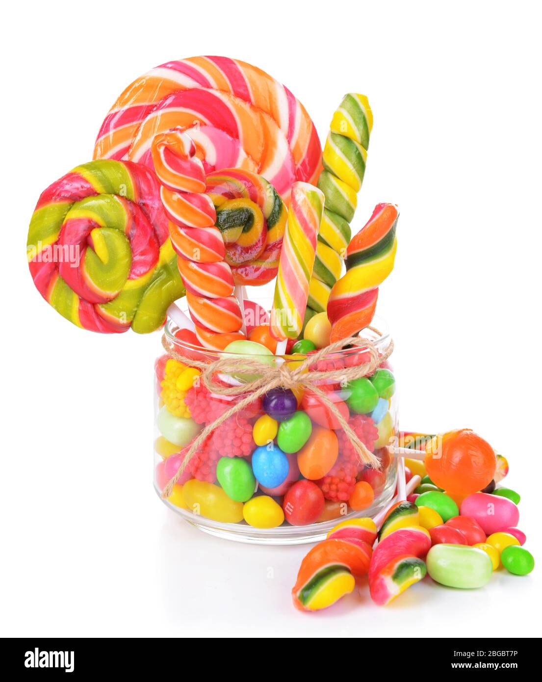 Different colorful fruit candy in jar isolated on white Stock Photo - Alamy