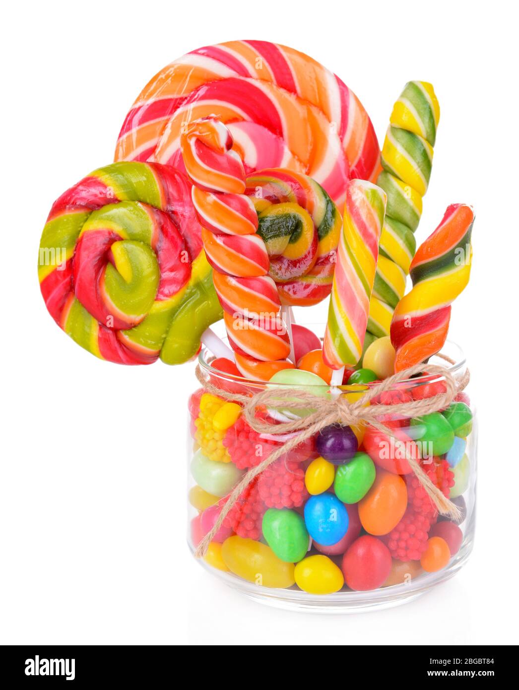 Different colorful fruit candy in jar isolated on white Stock Photo - Alamy