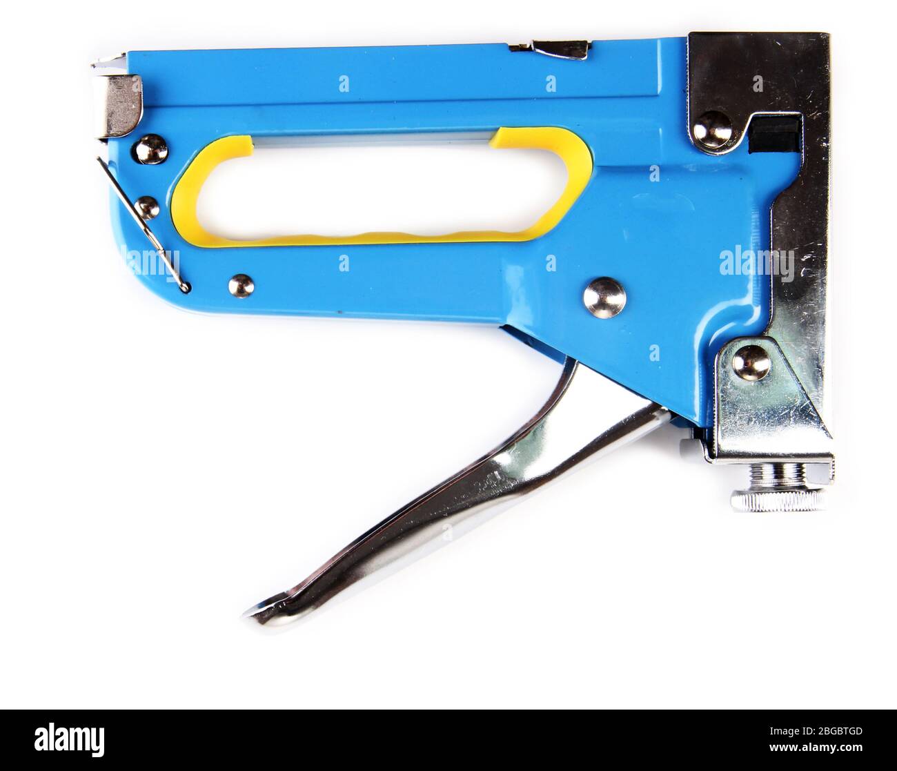 Construction stapler isolated on white Stock Photo Alamy