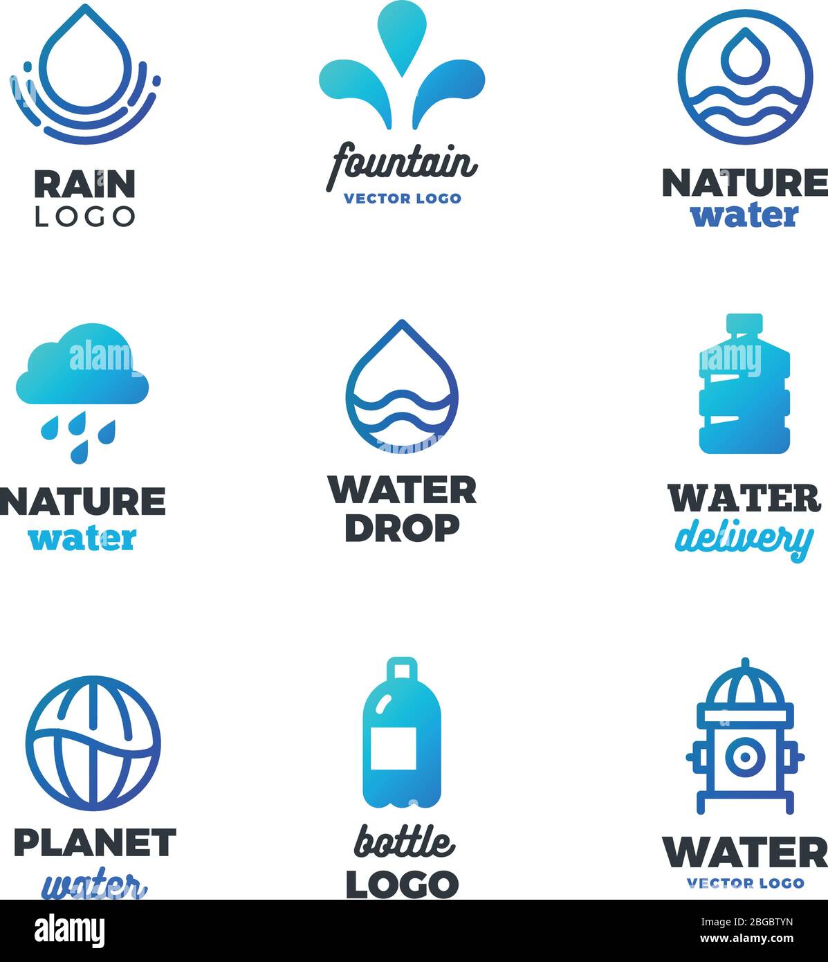 Drinking symbols and water vector logos. Eco ocean emblems. Aqua drink ...
