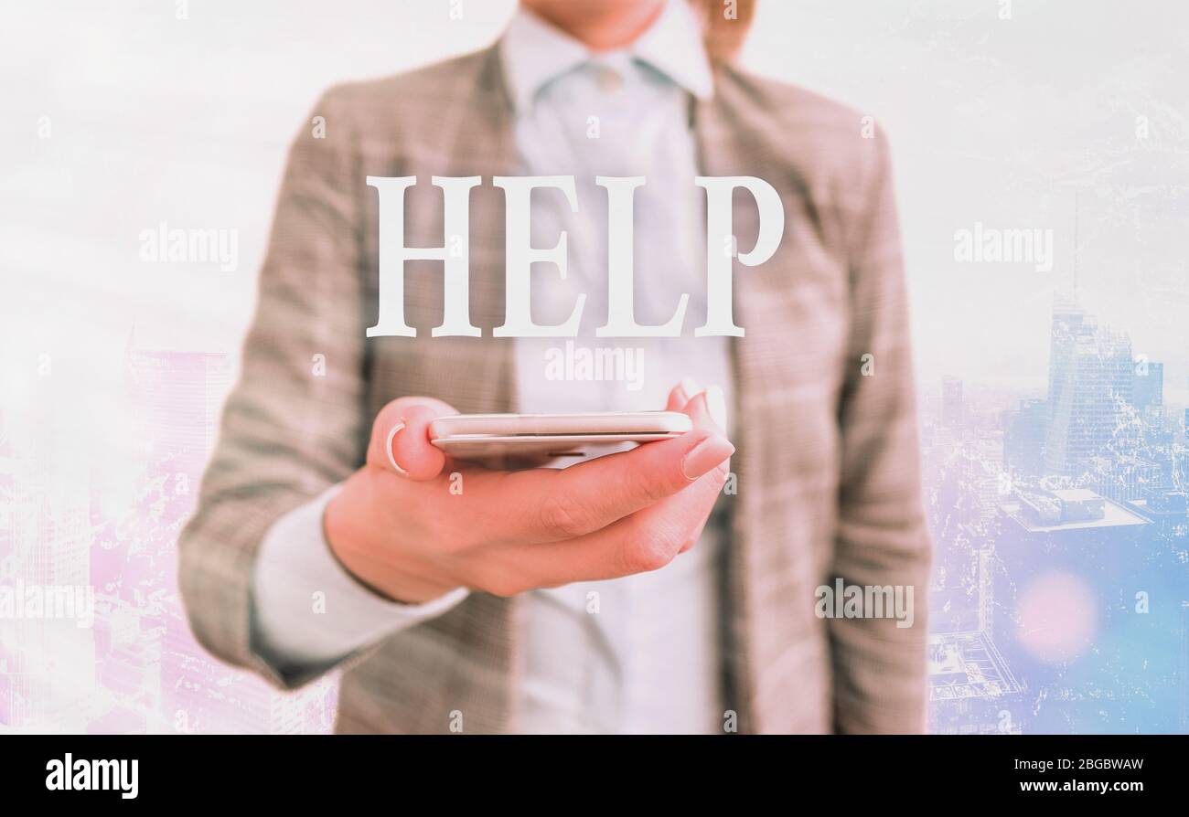 Conceptual hand writing showing Help. Concept meaning The action of ...