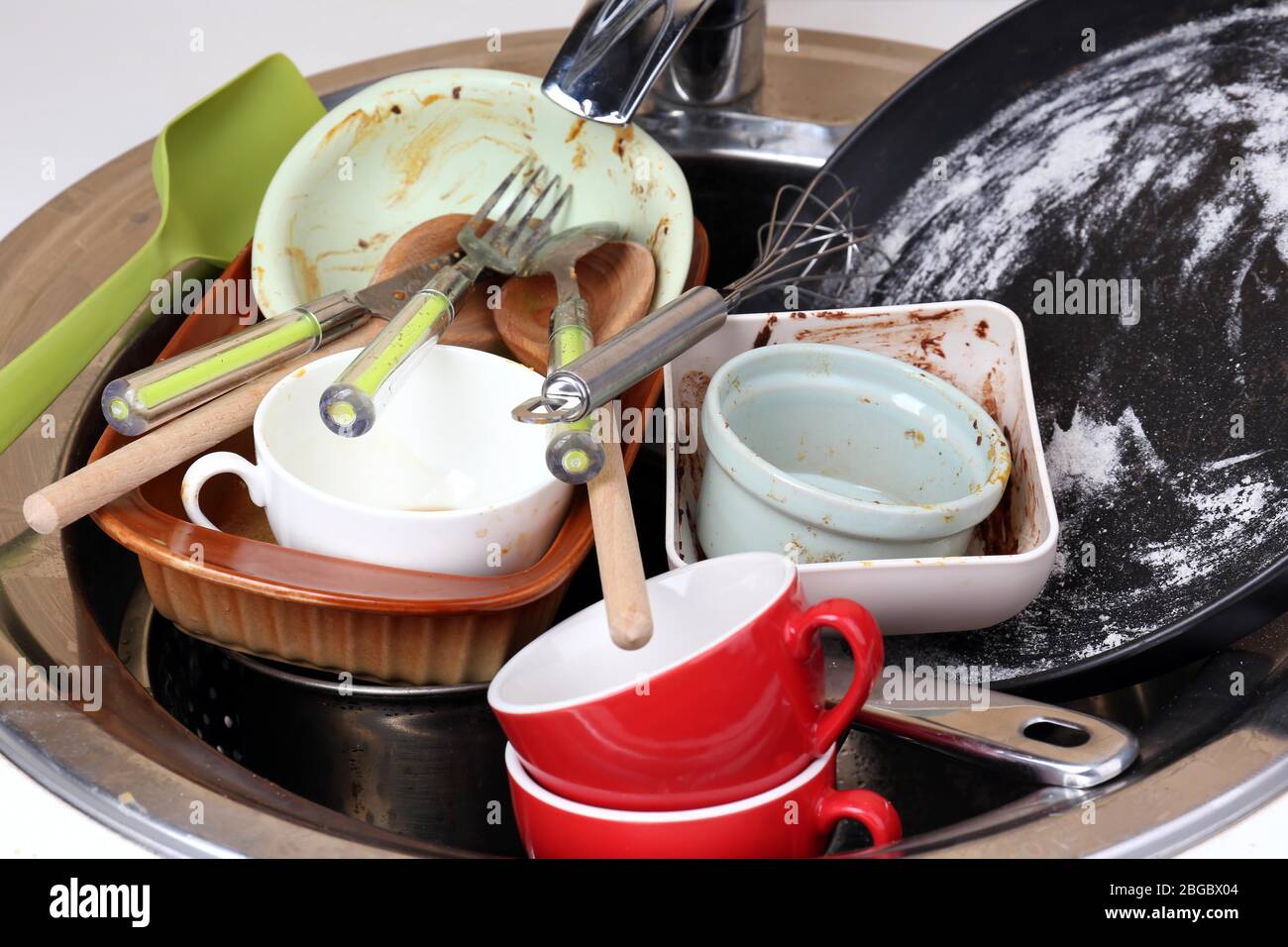 Kitchen utensils need wash close up Stock Photo Alamy