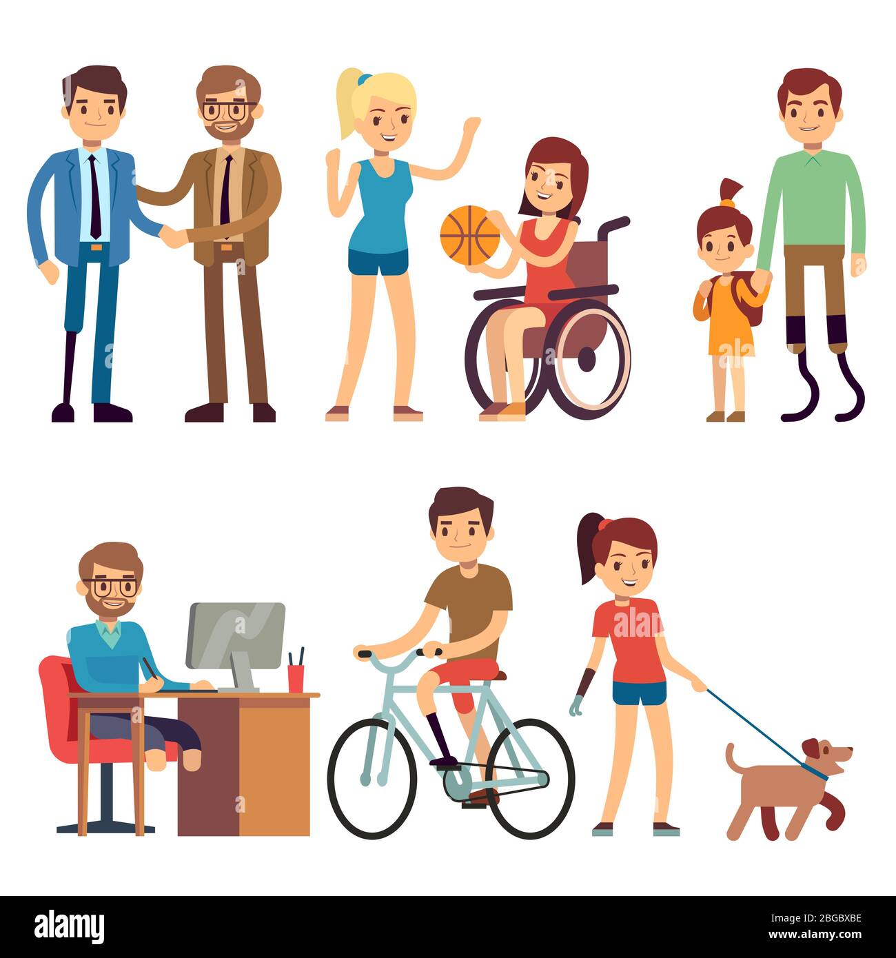 Disabled young woman and man in in day routine activities vector cartoon  characters set. Disabled young person, disability human situation  illustration Stock Vector Image & Art - Alamy