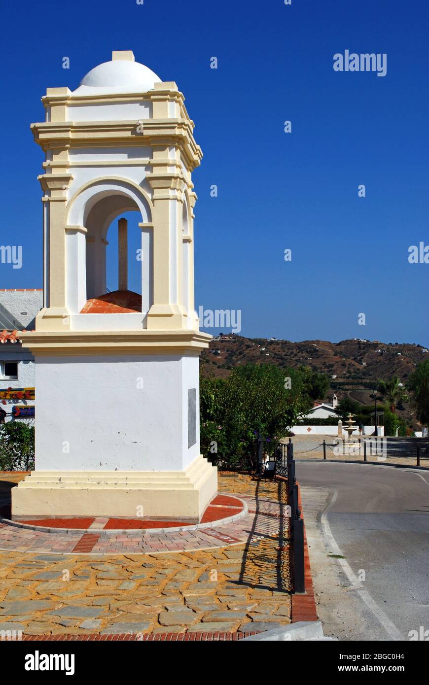 Monument at entrance to village, Macharaviaya, Malaga Province, Andalucia, Spain, Western Europe. Stock Photo