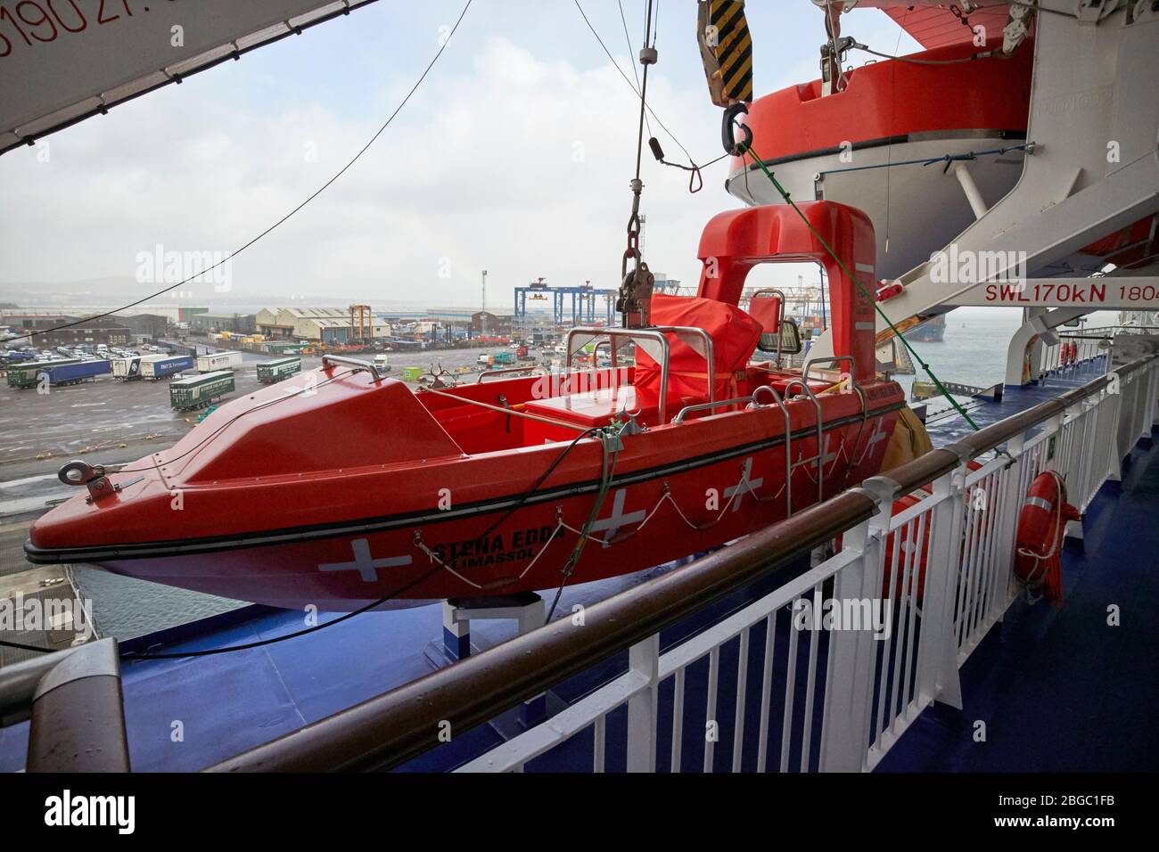 fast rescue boat on board the new stena edda ferry on the belfast liverpool ferry route northern