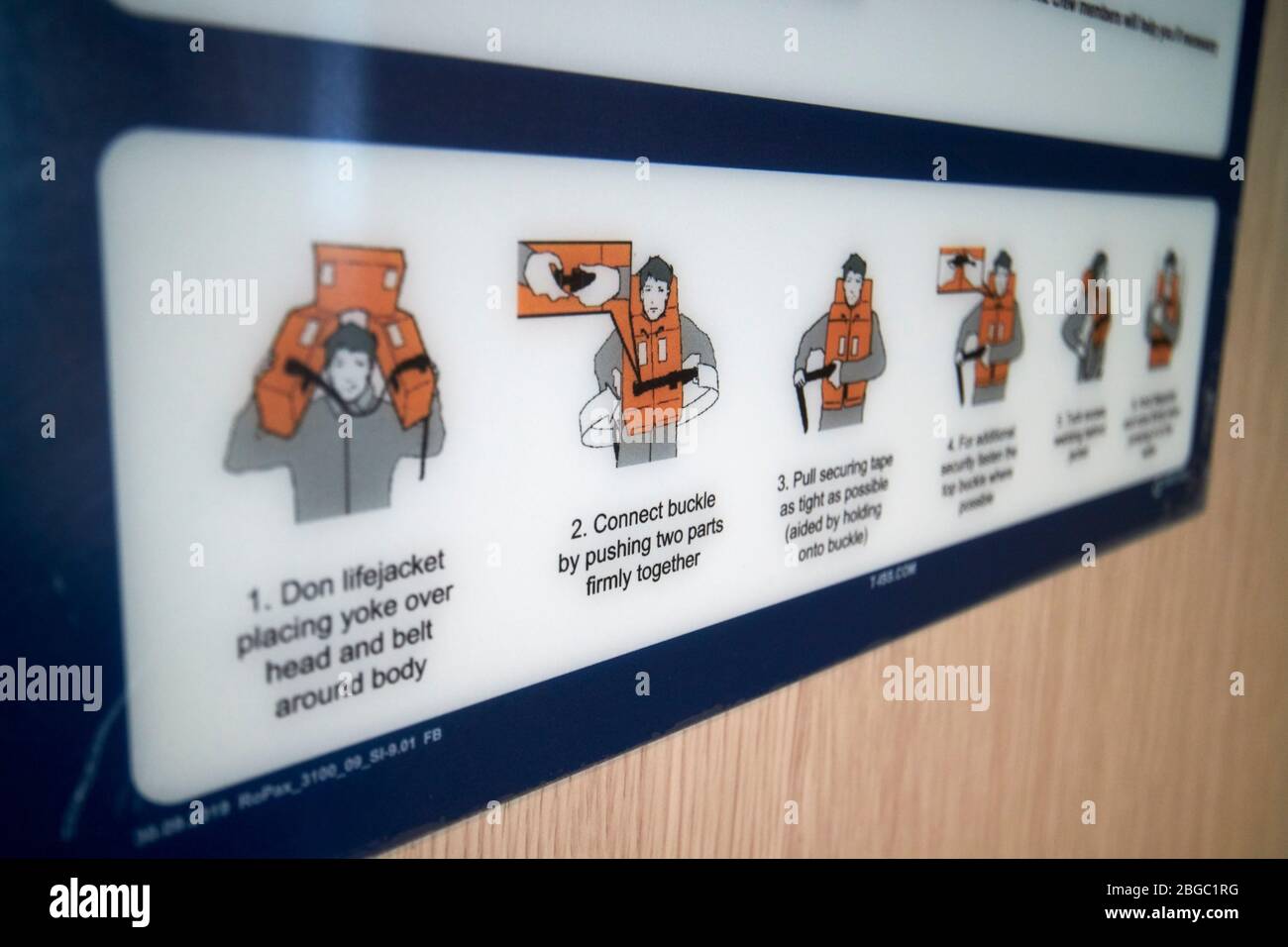lifejacket safety instruction information inside cabin on board the new