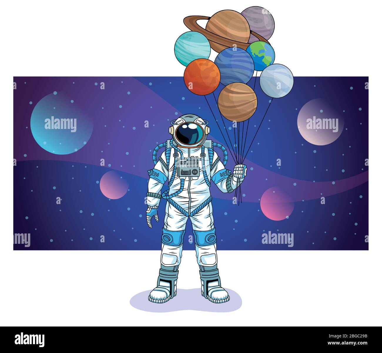 astronaut with planets in the space character Stock Vector Image & Art ...