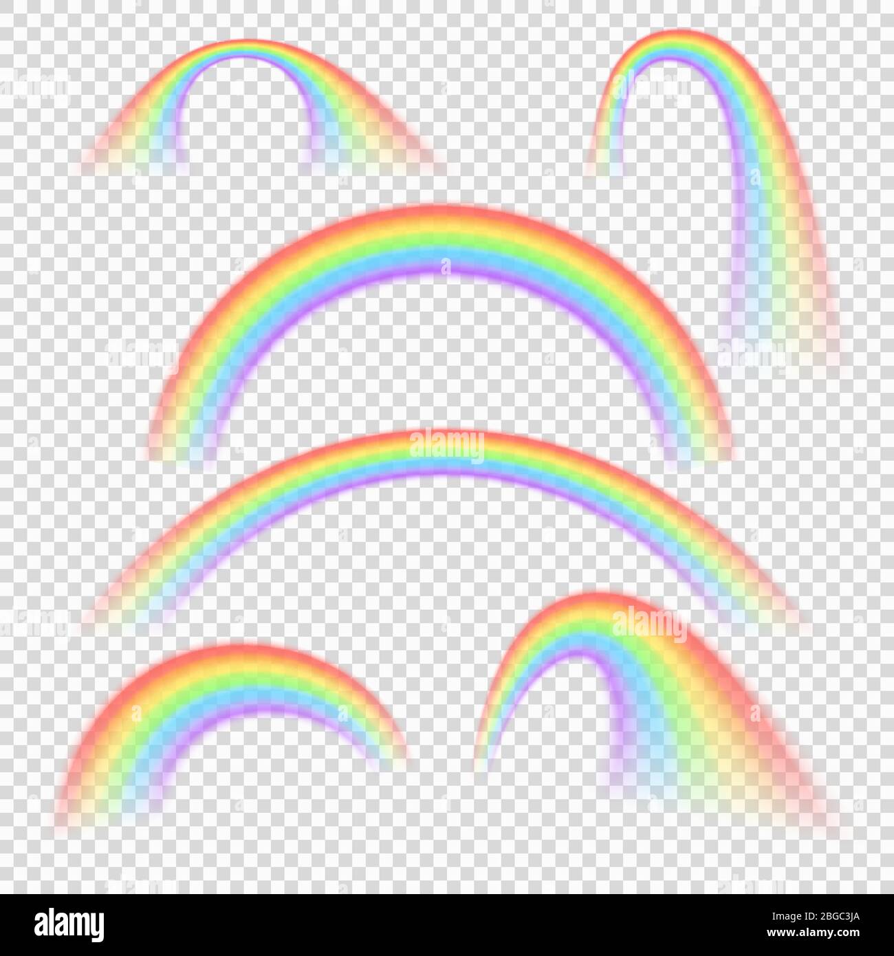 Summer realistic rainbow arches isolated vector set. Rainbow arch ...