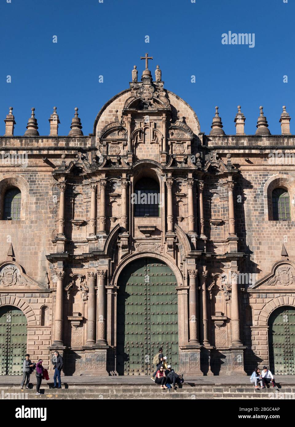 The Cathedral Basilica of the Assumption of the Virgin on the Plaza de Armas in Cusco, Peru Stock Photo