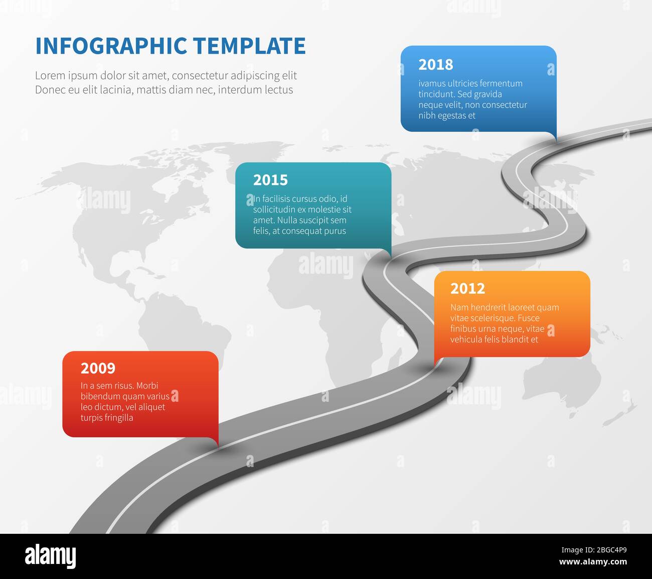 Strategy chronological road map. Business vector timeline roadmap strategy, process and structure organization illustration Stock Vector