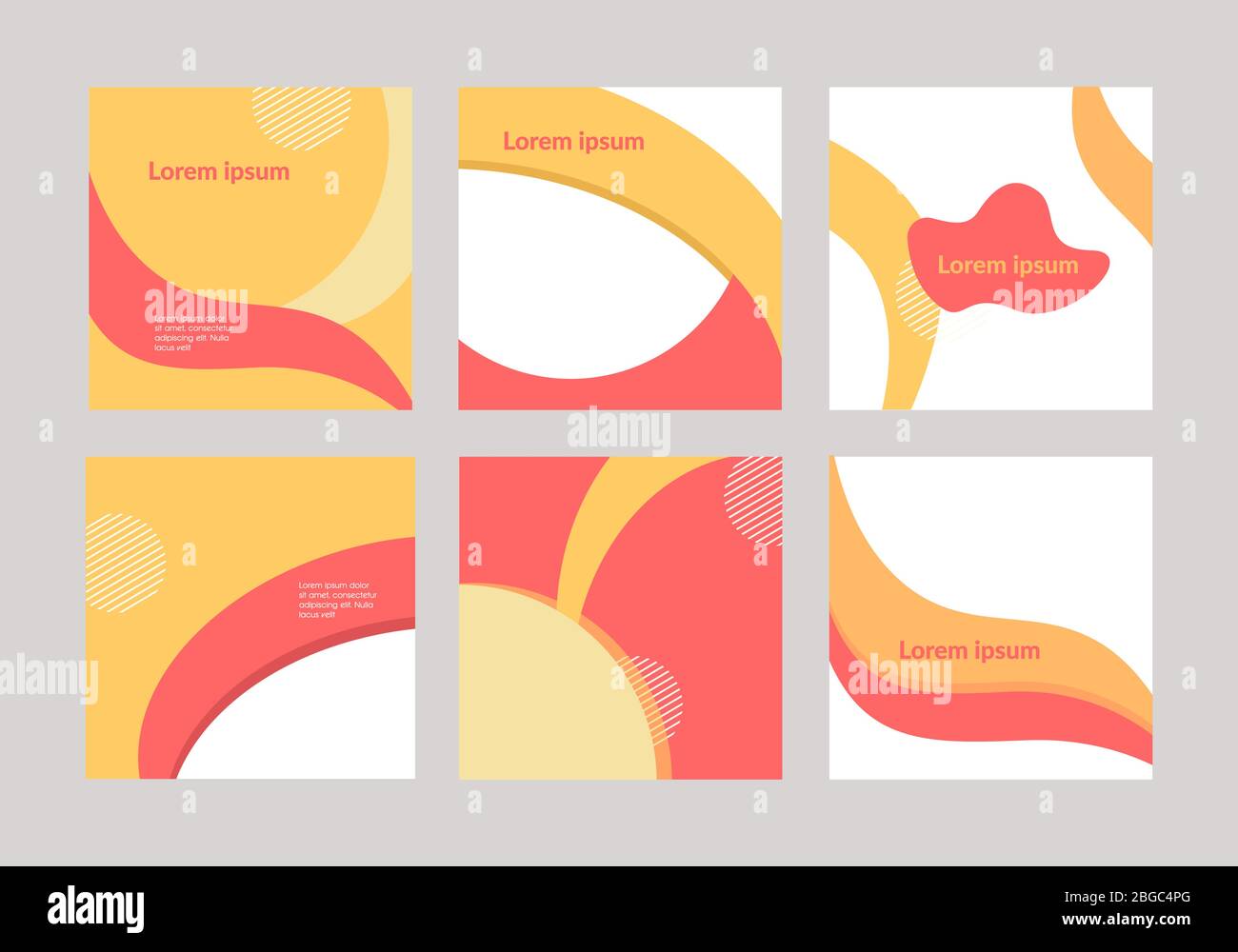 Colorful trendy design set of square banner template vector flat ...
