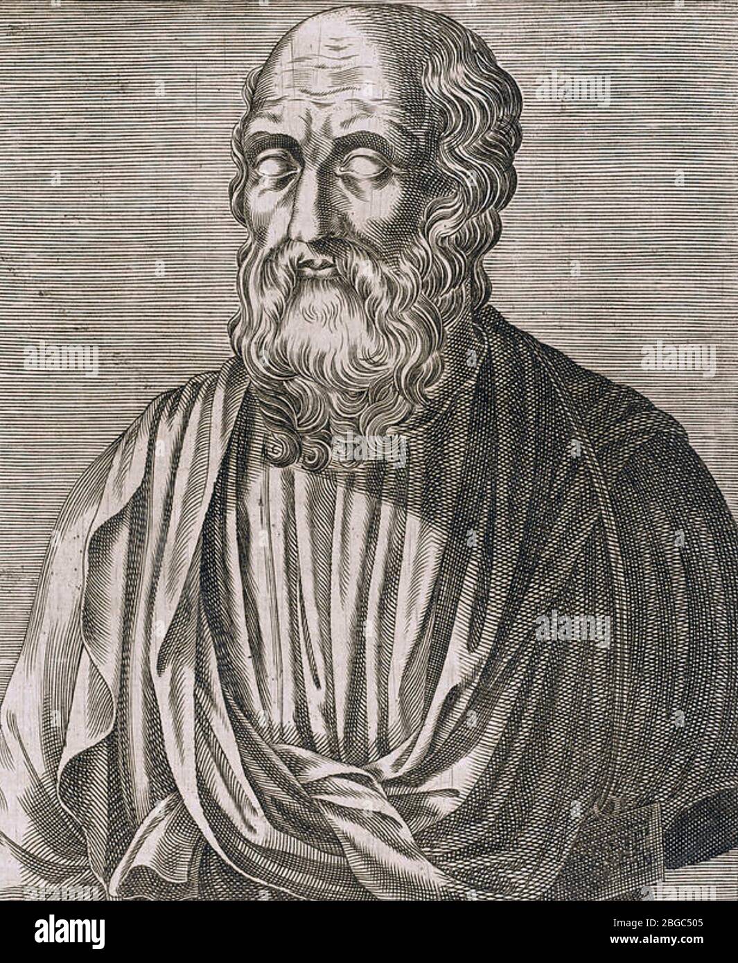 PLATO (c 427-c 348) Athenian philosopher in a 15th century woodcut engraving Stock Photo