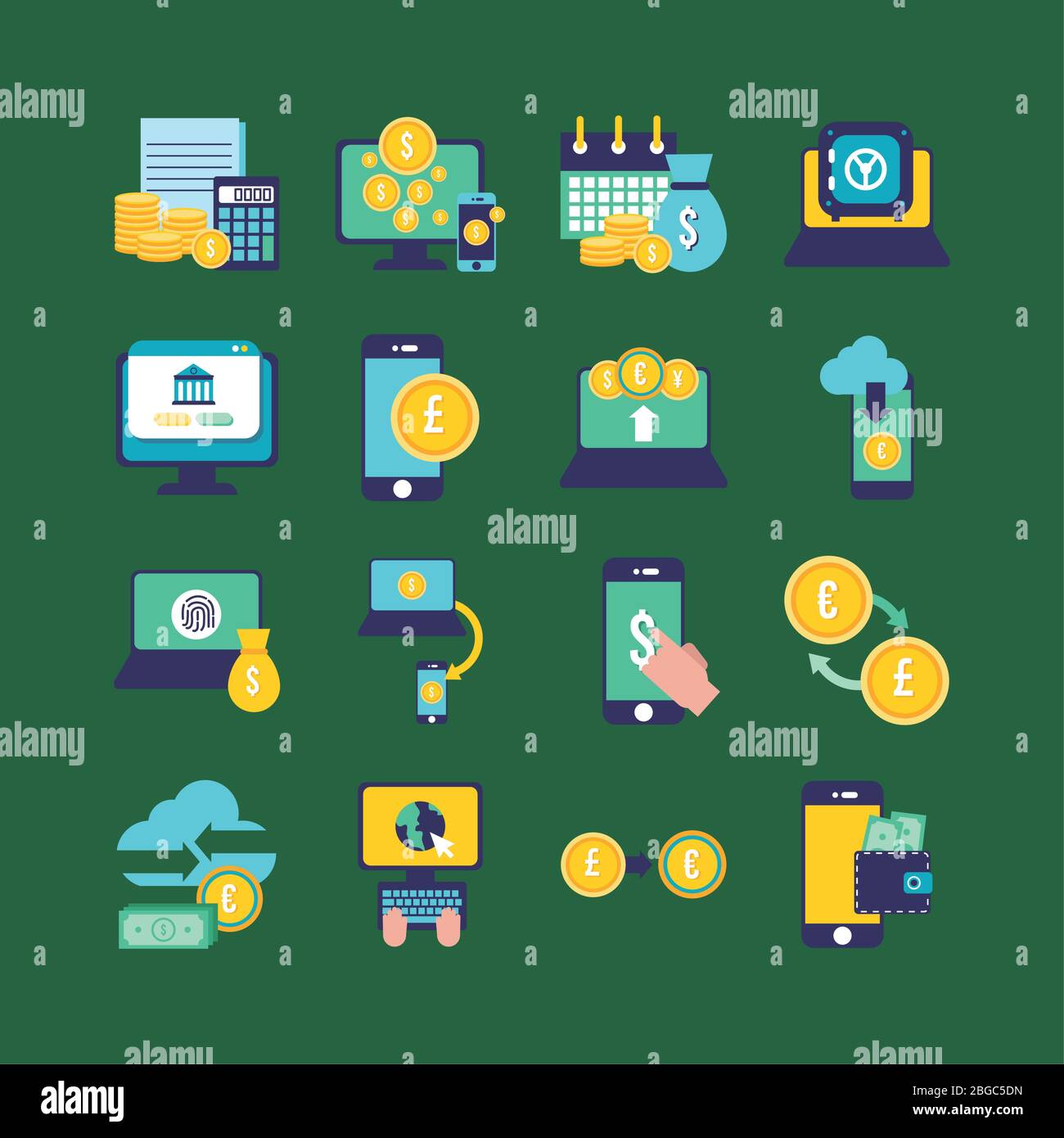 bundle of banking online set icons Stock Vector Image & Art - Alamy
