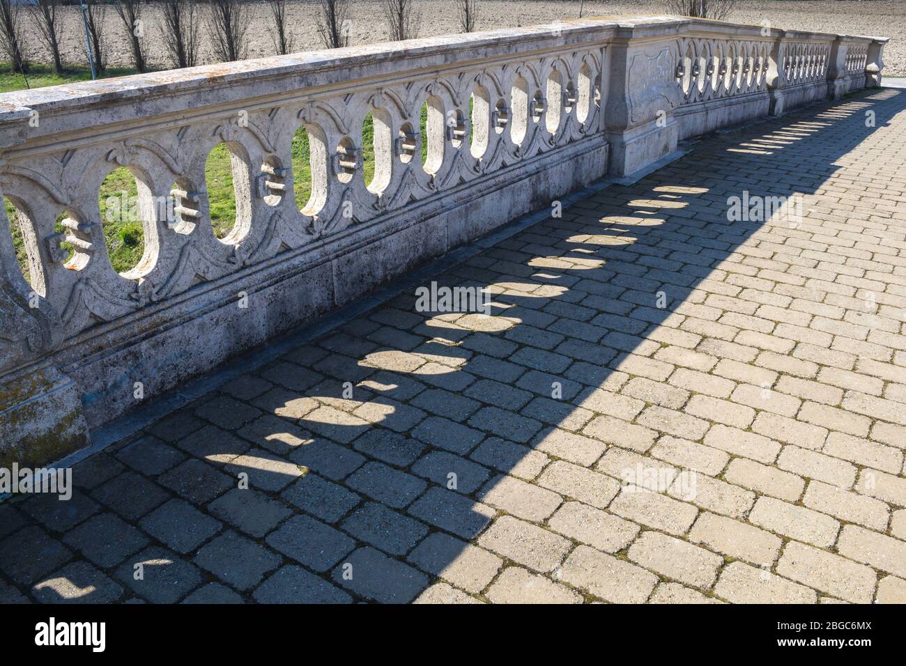Detail of a stone bridge across the Black River, built in baroque-art ...