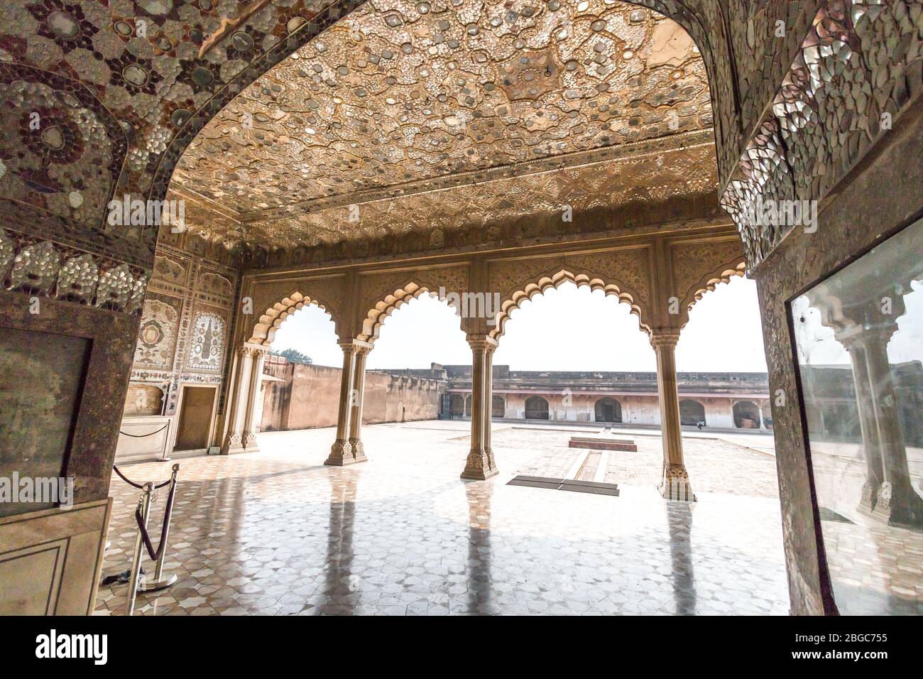Sheesh Mahal (Palace of Mirrors), an ornately decorated palace in Lahore, Pakistan and a UNESCO World Heritage Site. Stock Photo